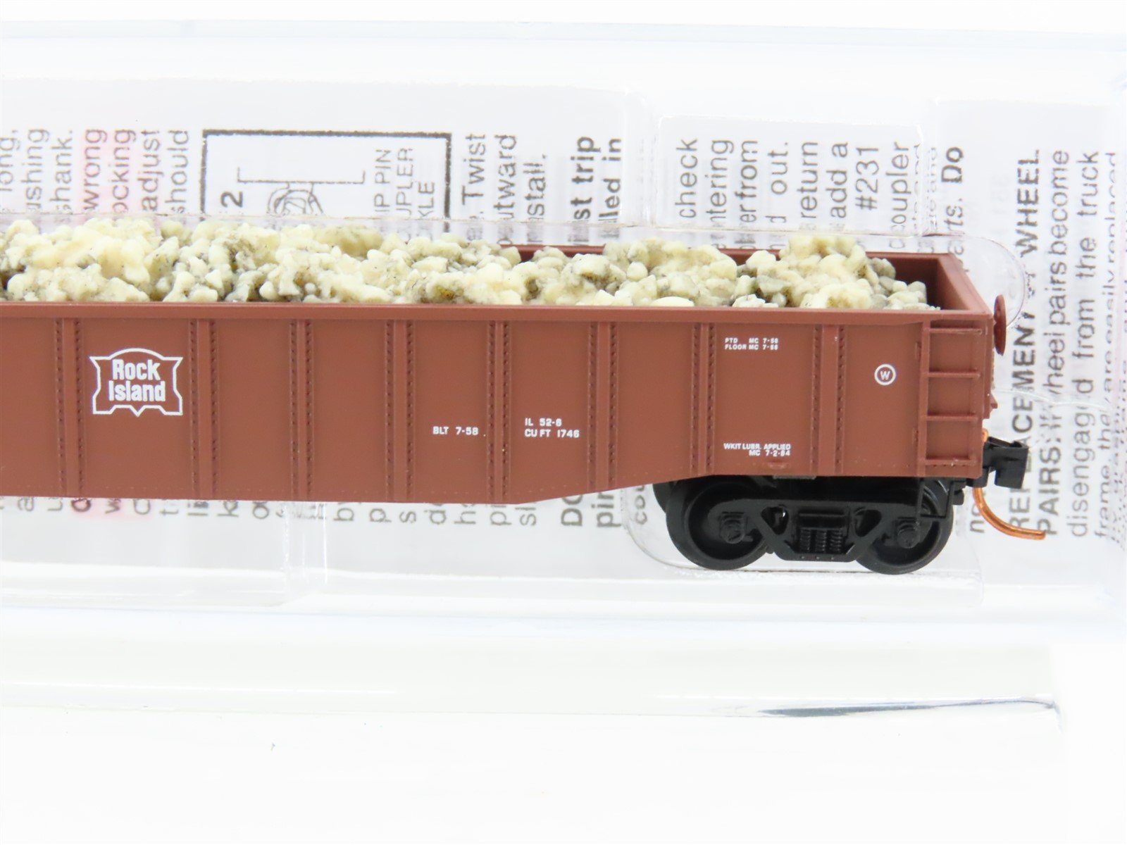 N Scale Micro-Trains MTL 10500510 RI Rock Island 50' Gondola #3091 w/Quarry Load