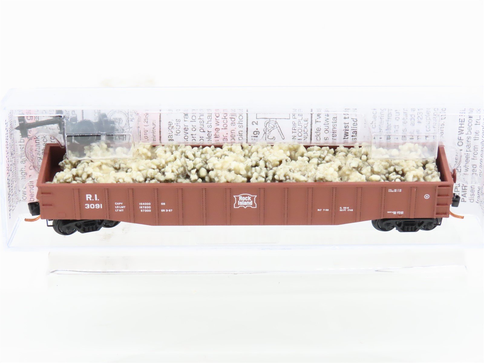 N Scale Micro-Trains MTL 10500510 RI Rock Island 50' Gondola #3091 w/Quarry Load