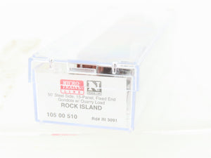 N Scale Micro-Trains MTL 10500510 RI Rock Island 50' Gondola #3091 w/Quarry Load