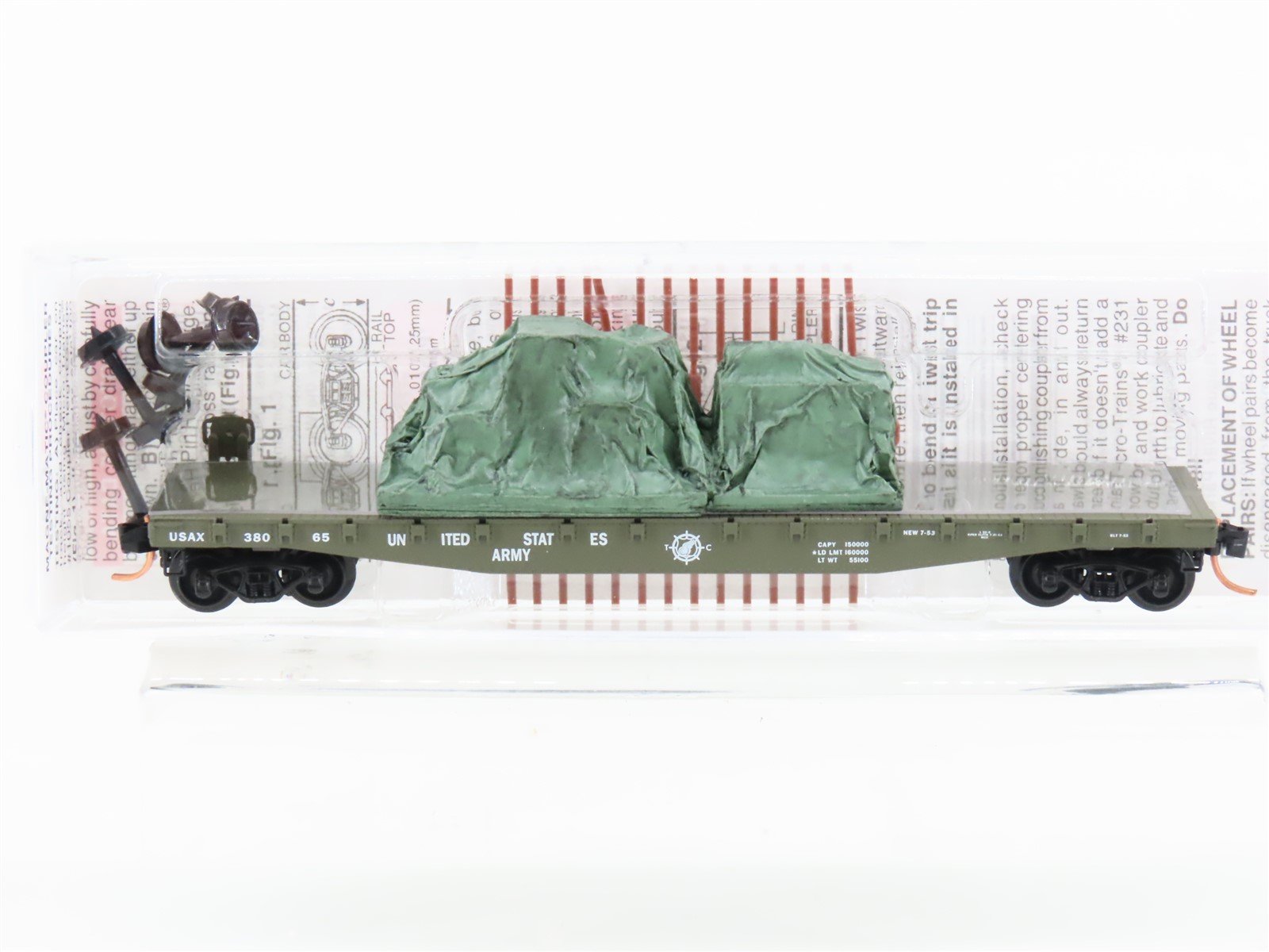 N Scale Micro-Trains MTL 45180 USAX US Army 50' Flat Car #38065 w/ Load
