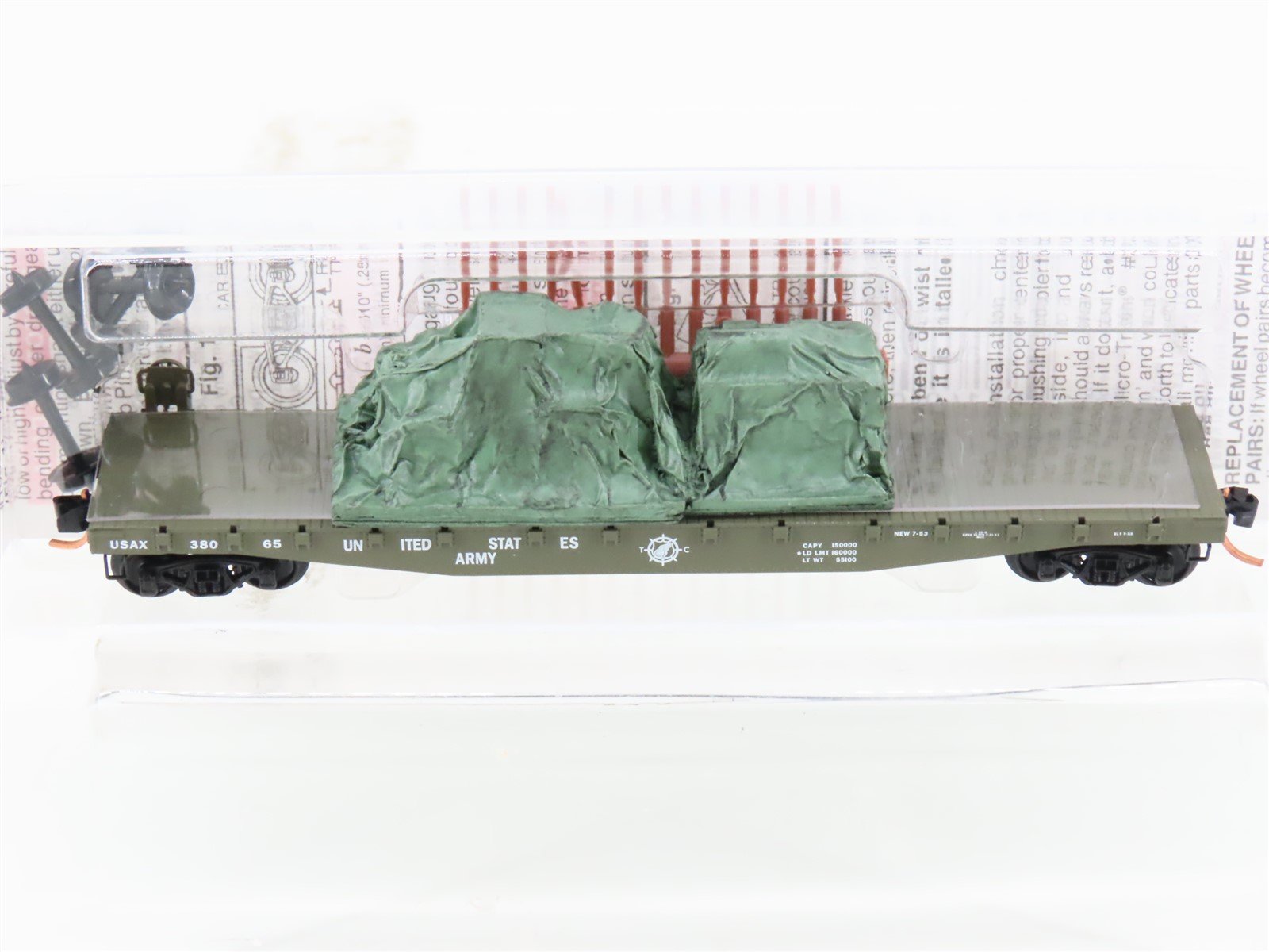 N Scale Micro-Trains MTL 45180 USAX US Army 50' Flat Car #38065 w/ Load