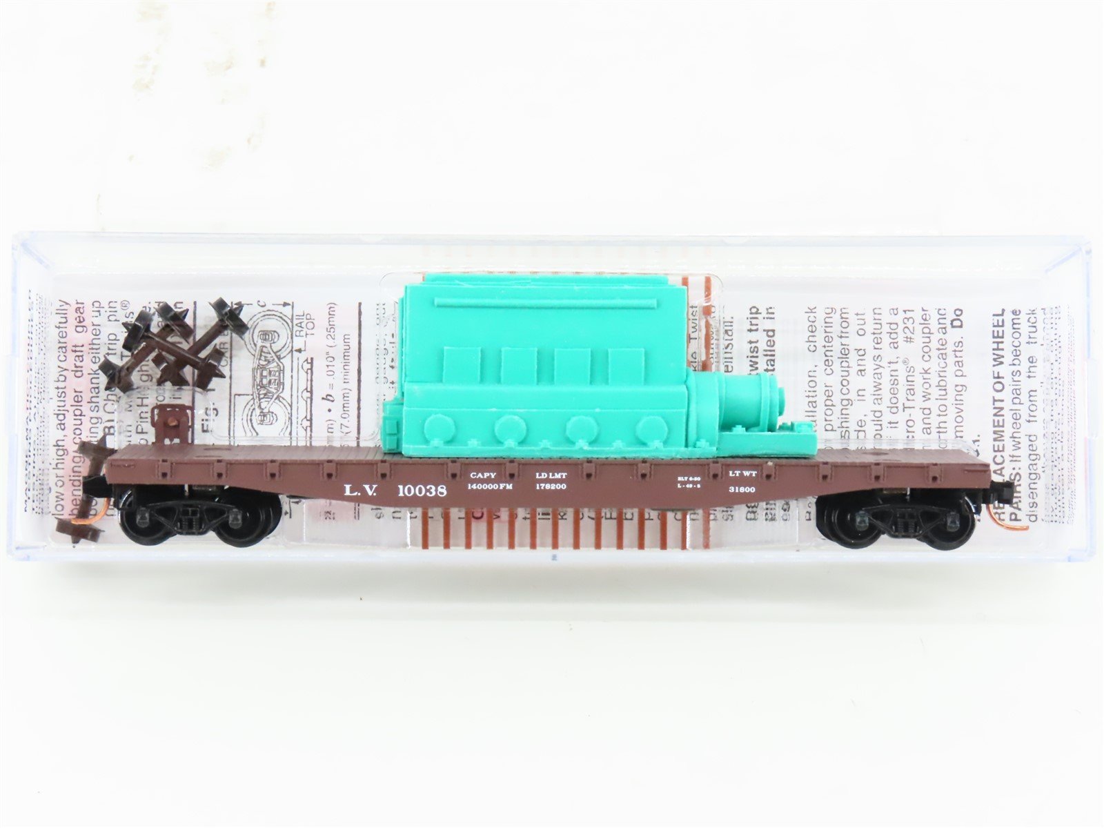N Micro-Trains MTL 04500310 LV Lehigh Valley 50' Flat Car #10038 w/Ship Engine
