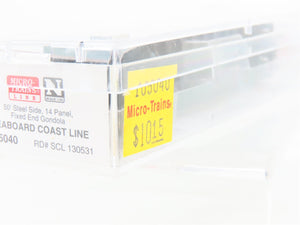 N Micro-Trains MTL 105040 SCL Seaboard Coast Line 50' Fixed-End Gondola #130531