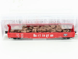 N Micro-Trains MTL 04600030 CB&Q Burlington 50' Gondola #82182 w/Scrap Iron Load