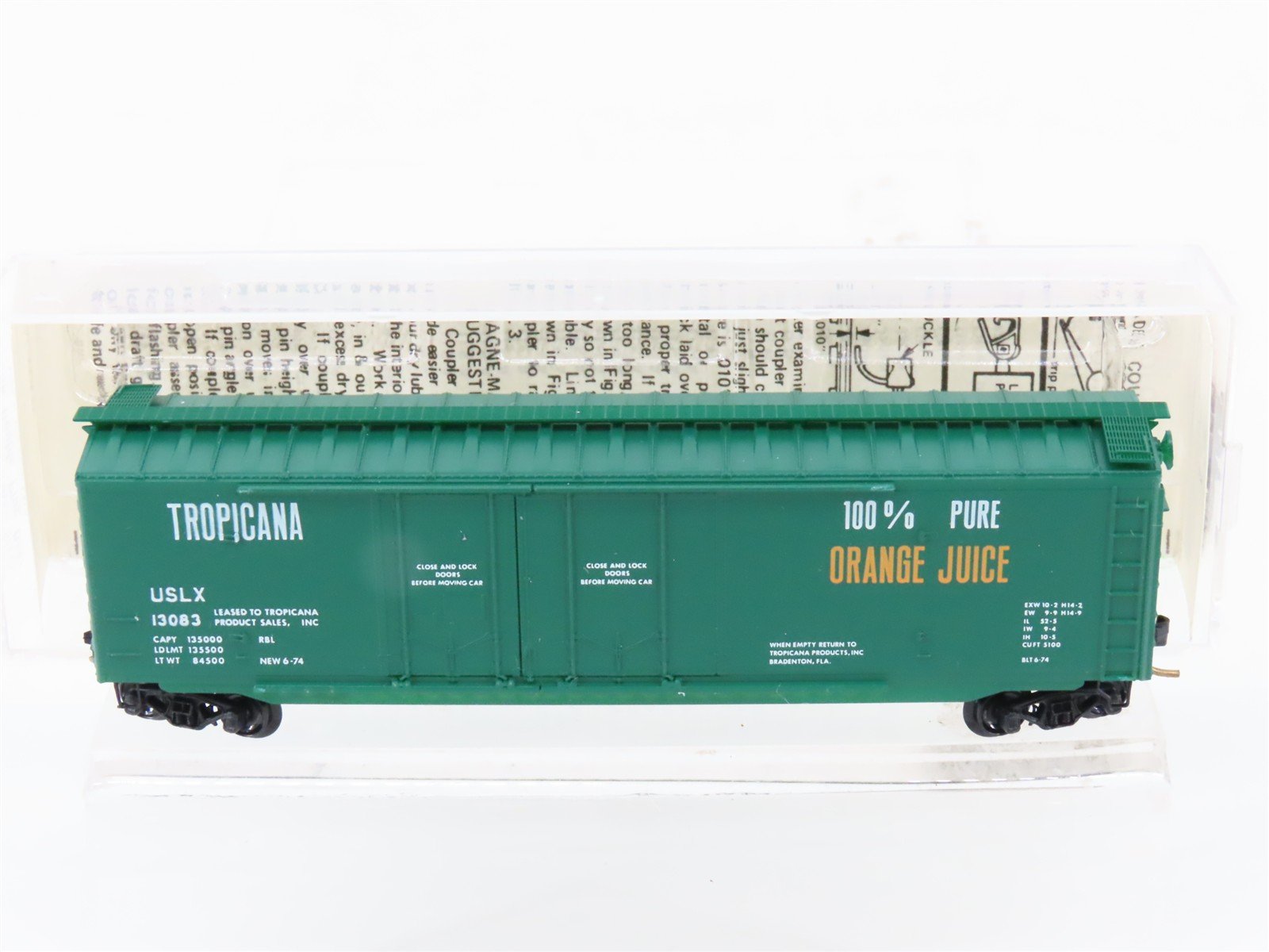 N Micro-Trains MTL 36010 USLX Tropicana 50' Double Plug Door Box Car #13083