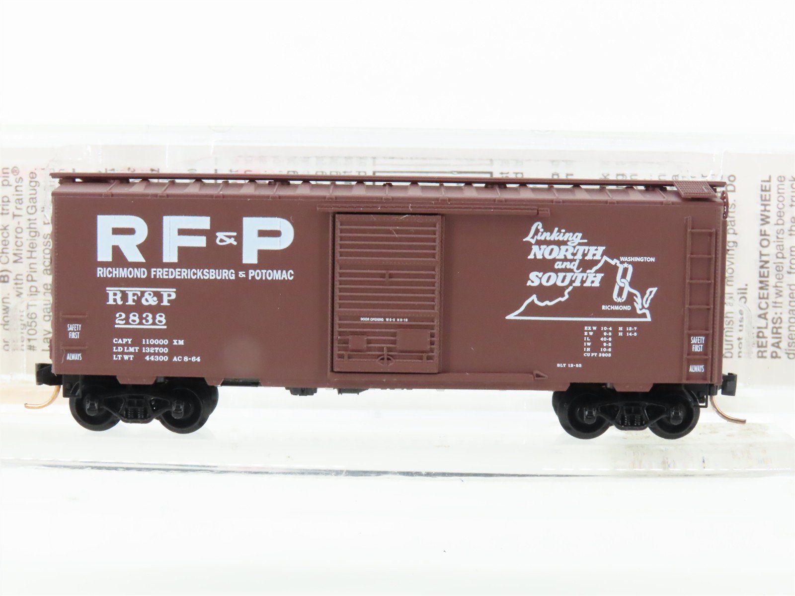 N Micro-Trains MTL 20516 RFP Richmond Fredericksburg & Potomac 40' Box Car #2838