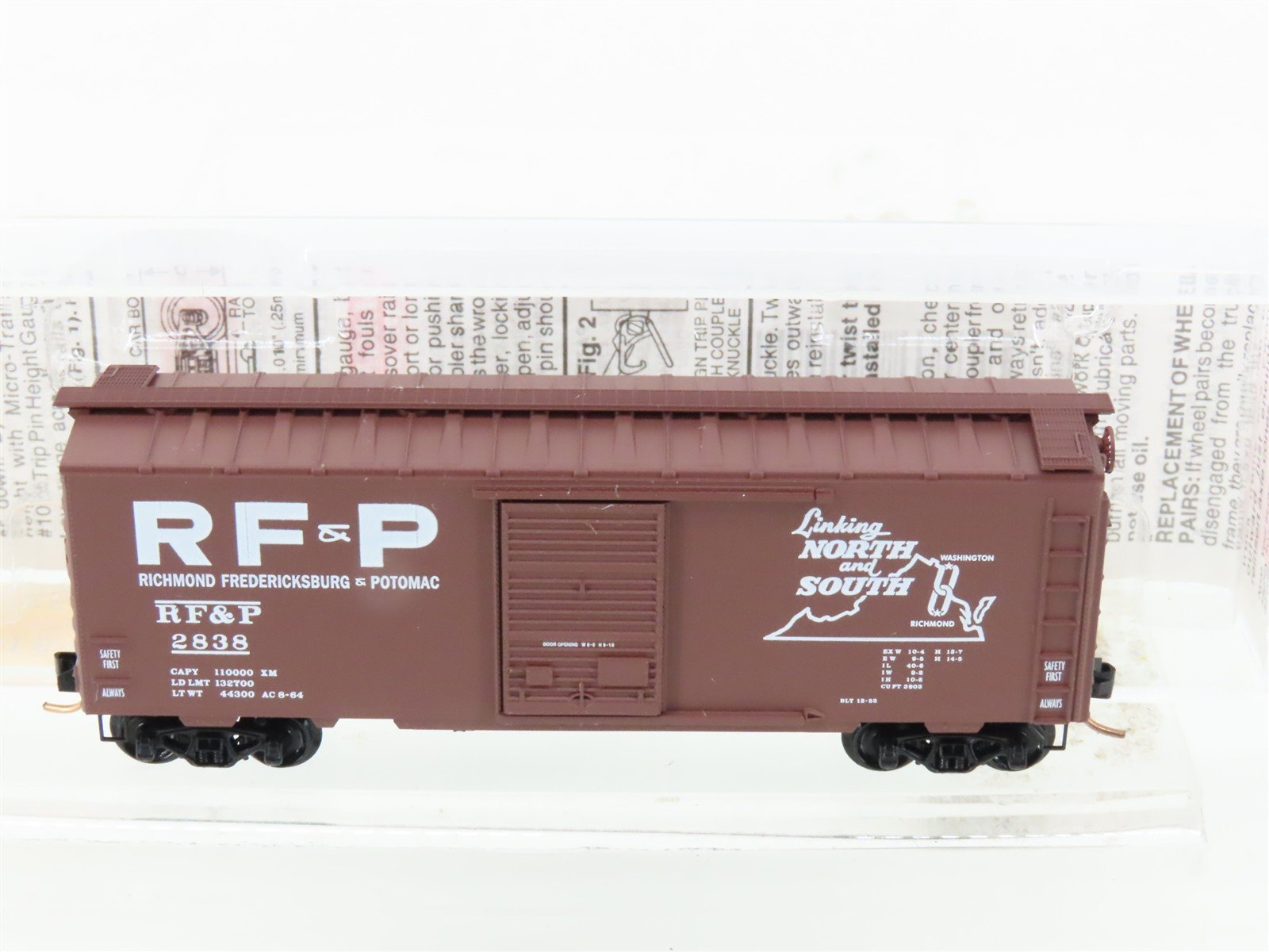 N Micro-Trains MTL 20516 RFP Richmond Fredericksburg & Potomac 40' Box Car #2838