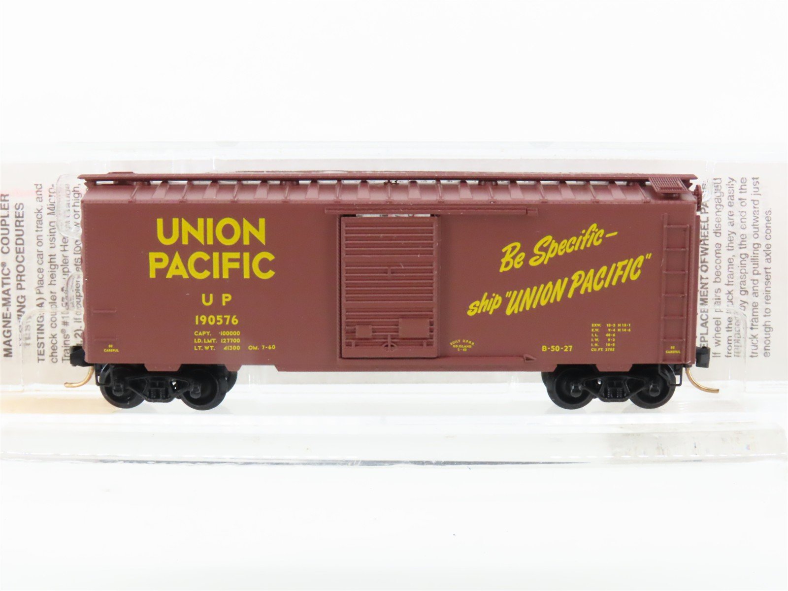 N Scale Micro-Trains MTL 20070 UP Union Pacific 40' Single Door Box Car #190576
