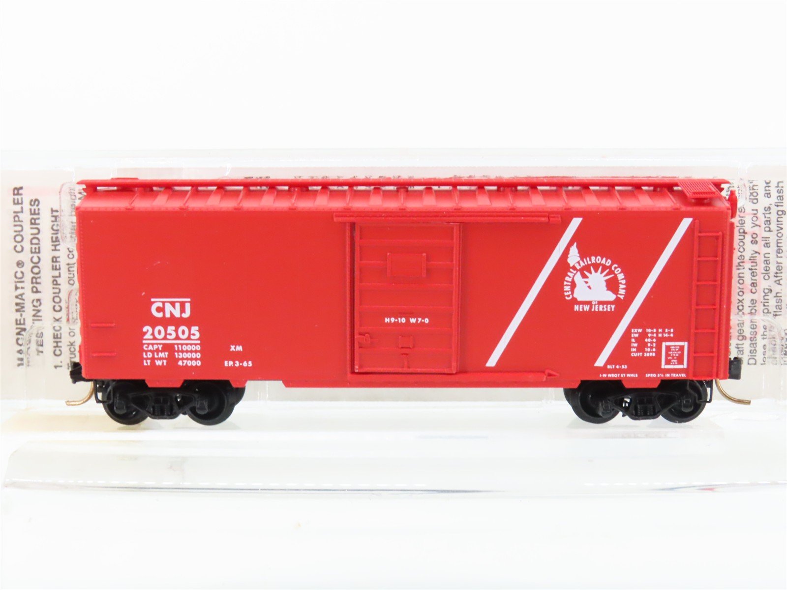 N Scale Micro-Trains MTL 20196 CNJ Jersey Central 40' Single Door Box Car #20505