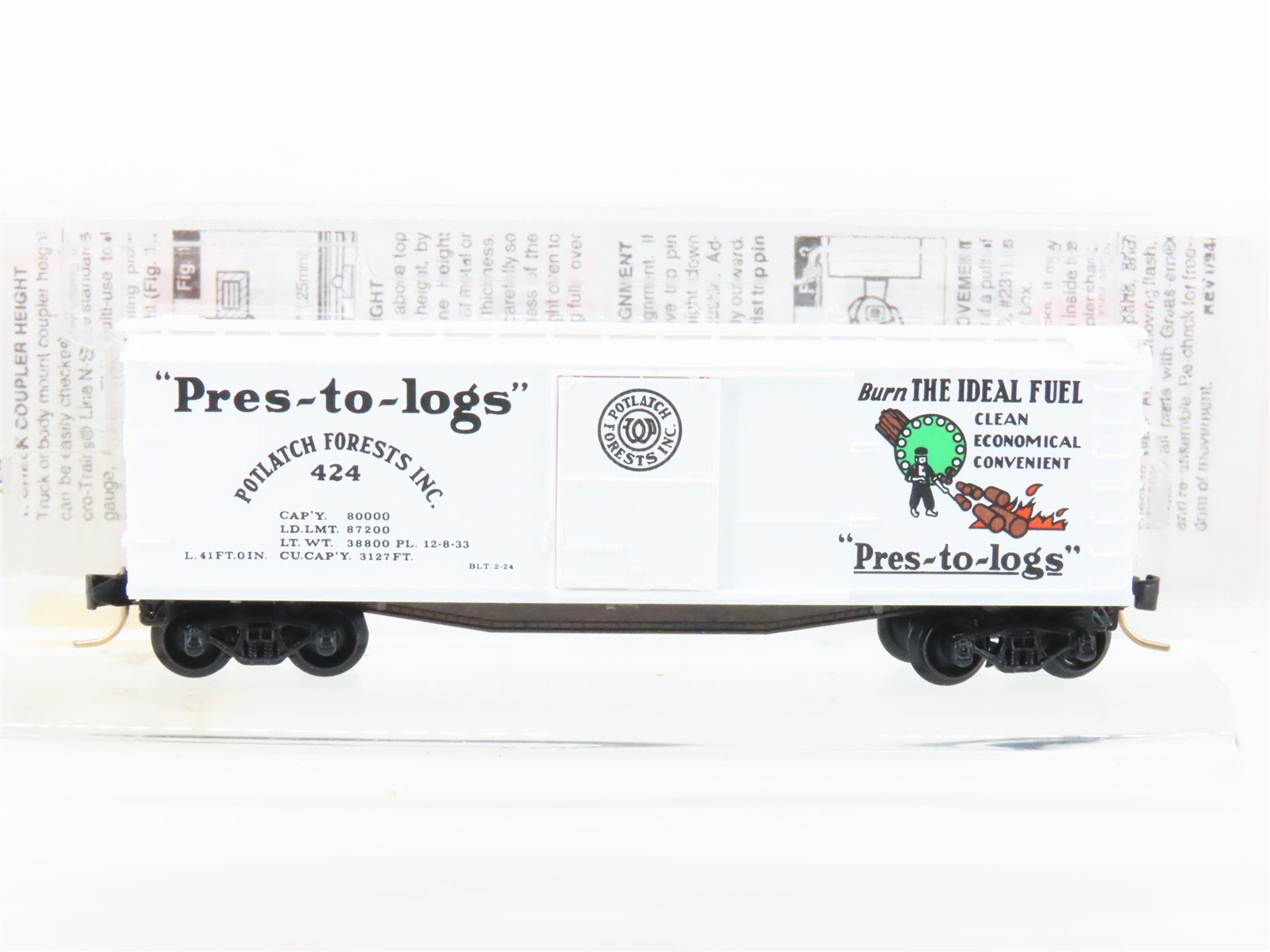 N Scale Micro-Trains MTL 42060 Potlatch Lumber Co. 40' Single Door Box Car #424