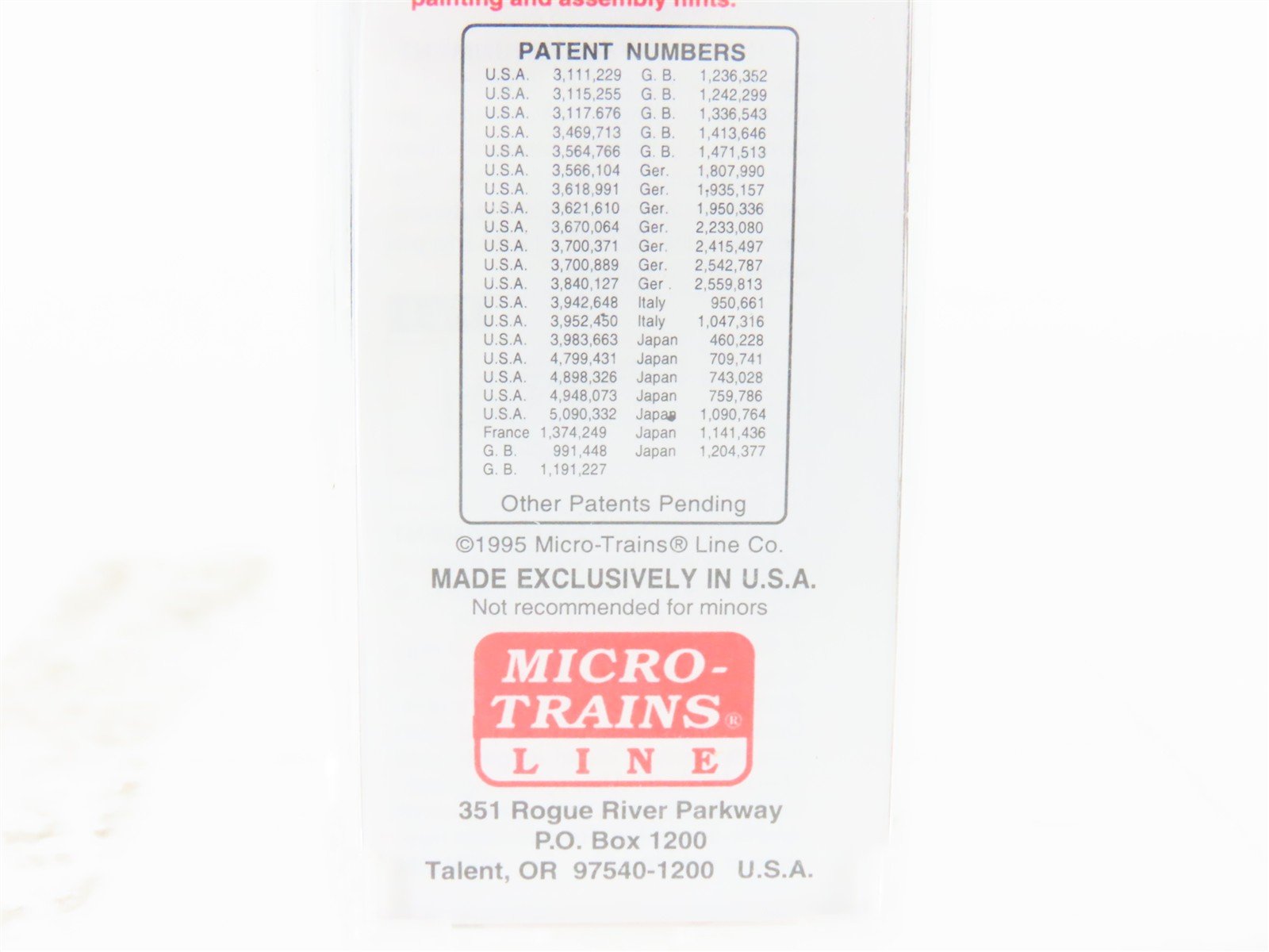 N Scale Micro-Trains MTL 42060 Potlatch Lumber Co. 40' Single Door Box Car #424