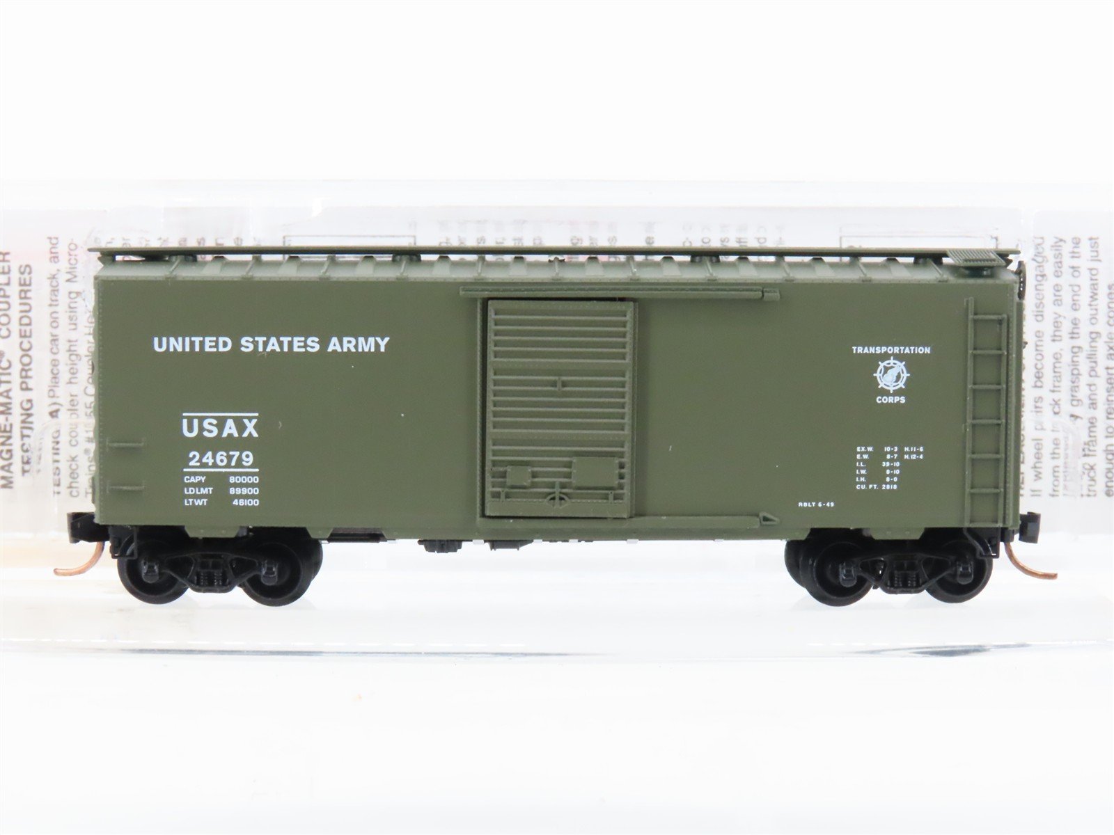 N Micro-Trains MTL 20456 USAX United States Army 40' Single Door Box Car #24679