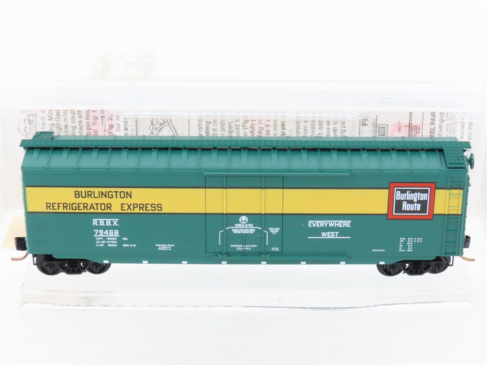 N Micro-Trains MTL 32370 RBBX Burlington Route 50' Plug Door Box Car #79468