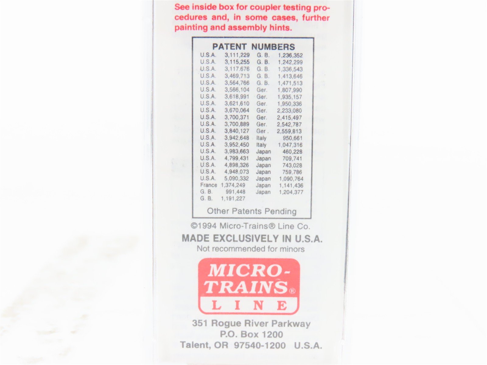 N Micro-Trains MTL 36030 UP Union Pacific 50' Double Plug Door Box Car #169175