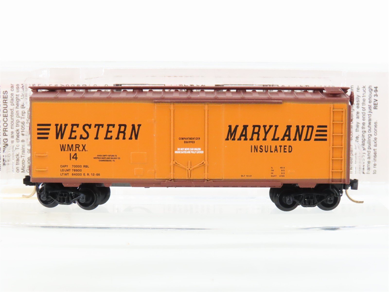 N Scale Micro-Trains MTL 21240 WMRX Western Maryland 40' Plug Door Box Car #41
