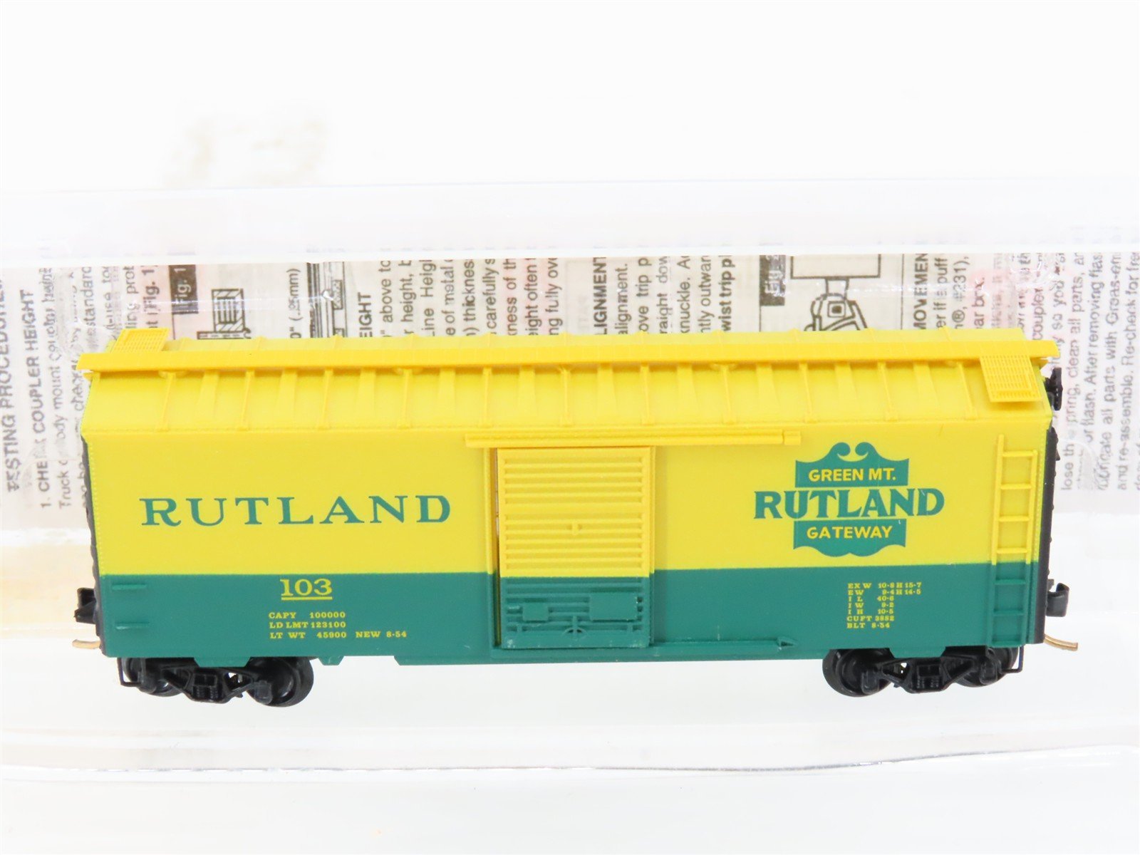 N Micro-Trains MTL 20146 RUT Rutland Green Mountain Gateway 40' Box Car #103