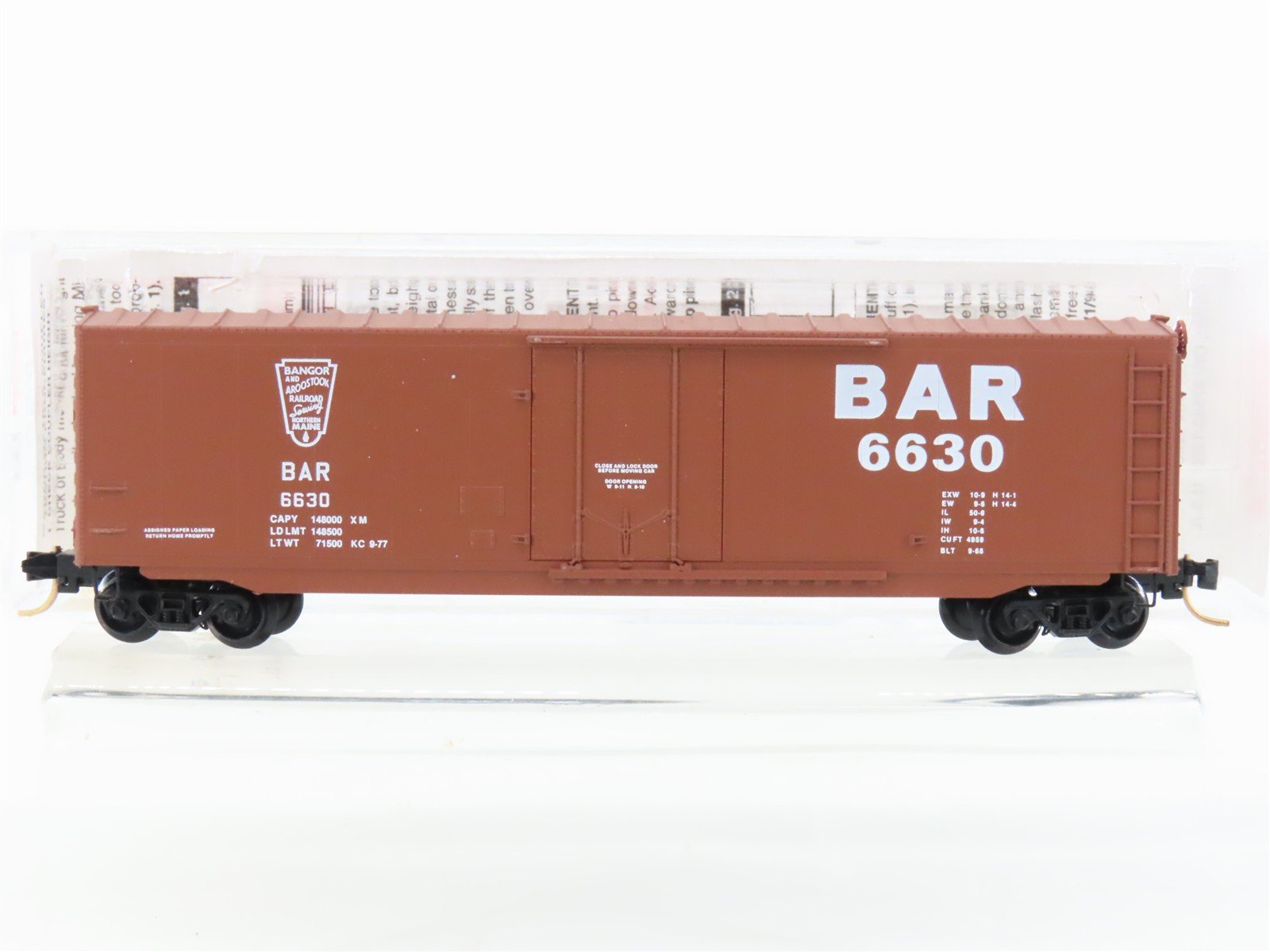 N Scale Micro-Trains MTL 38140 BAR Bangor Aroostook 50' Plug Door Box Car #6630