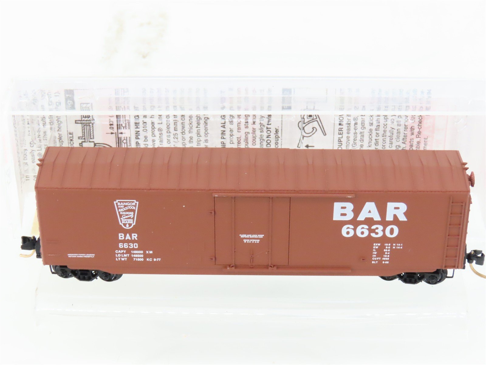N Scale Micro-Trains MTL 38140 BAR Bangor Aroostook 50' Plug Door Box Car #6630