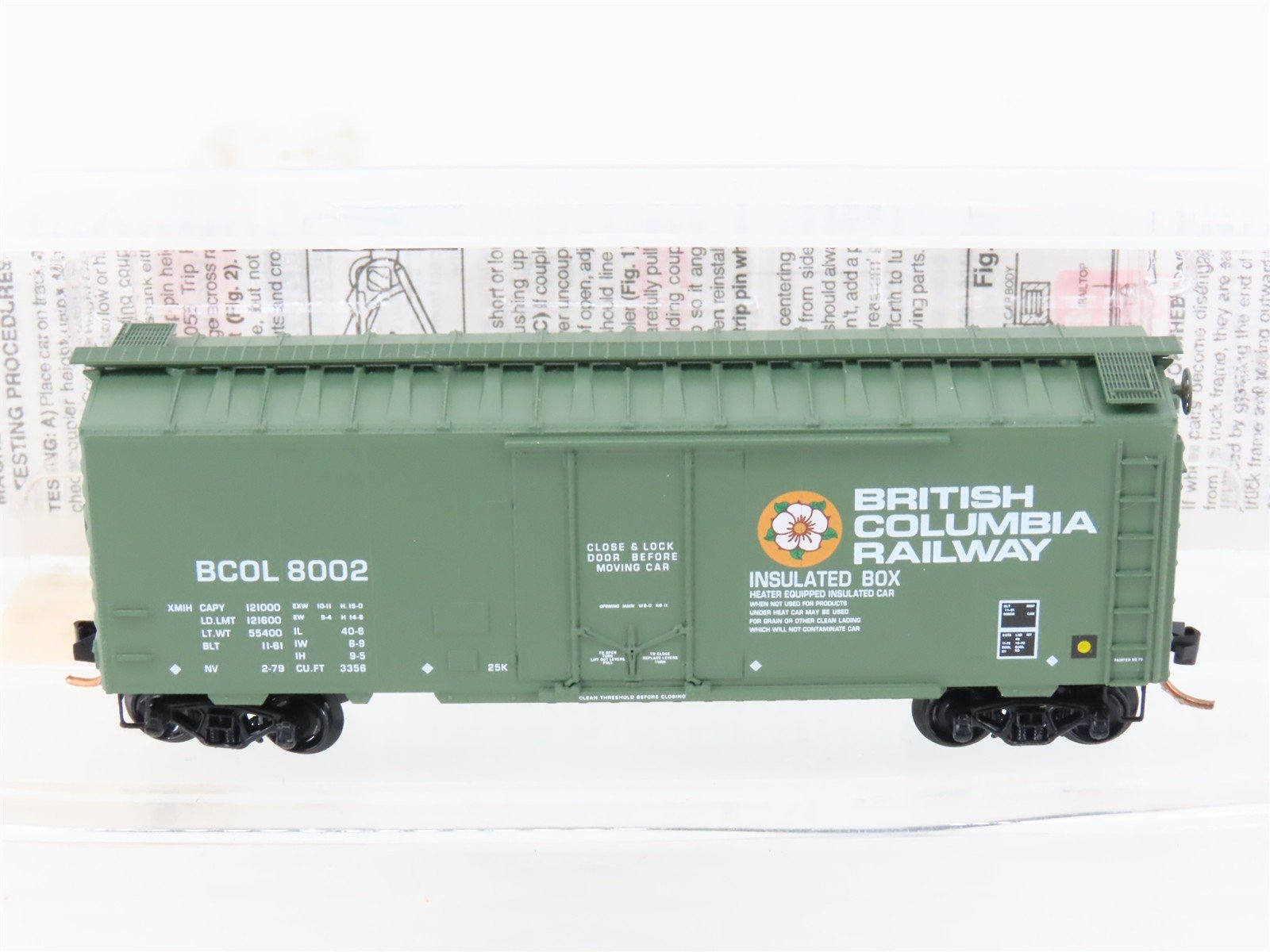 N Scale Micro-Trains MTL 21230 BCOL British Columbia Railway 40' Box Car #8002