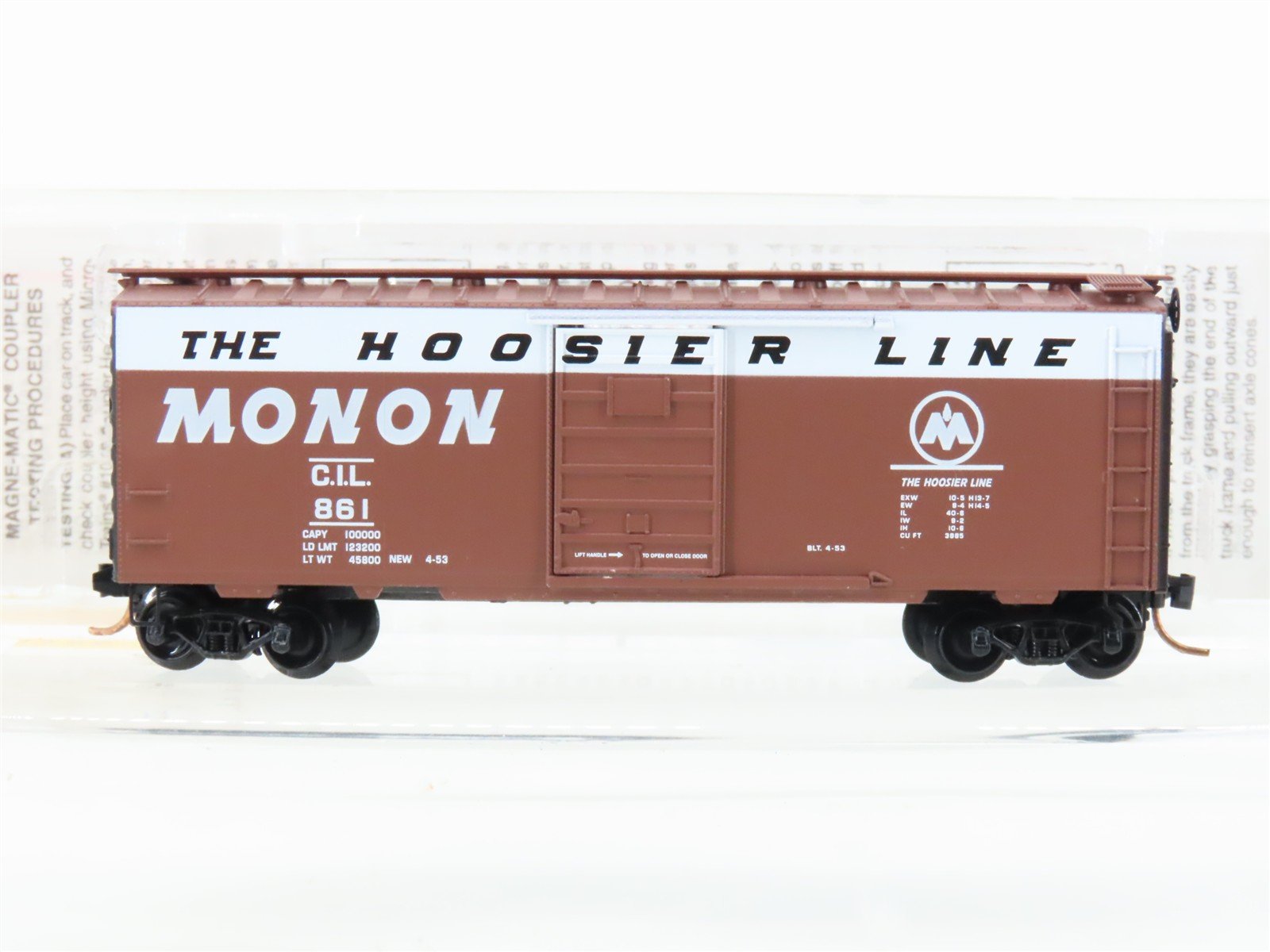 N Micro-Trains MTL 20486 CIL Monon The Hoosier Line 40' Single Door Box Car #861