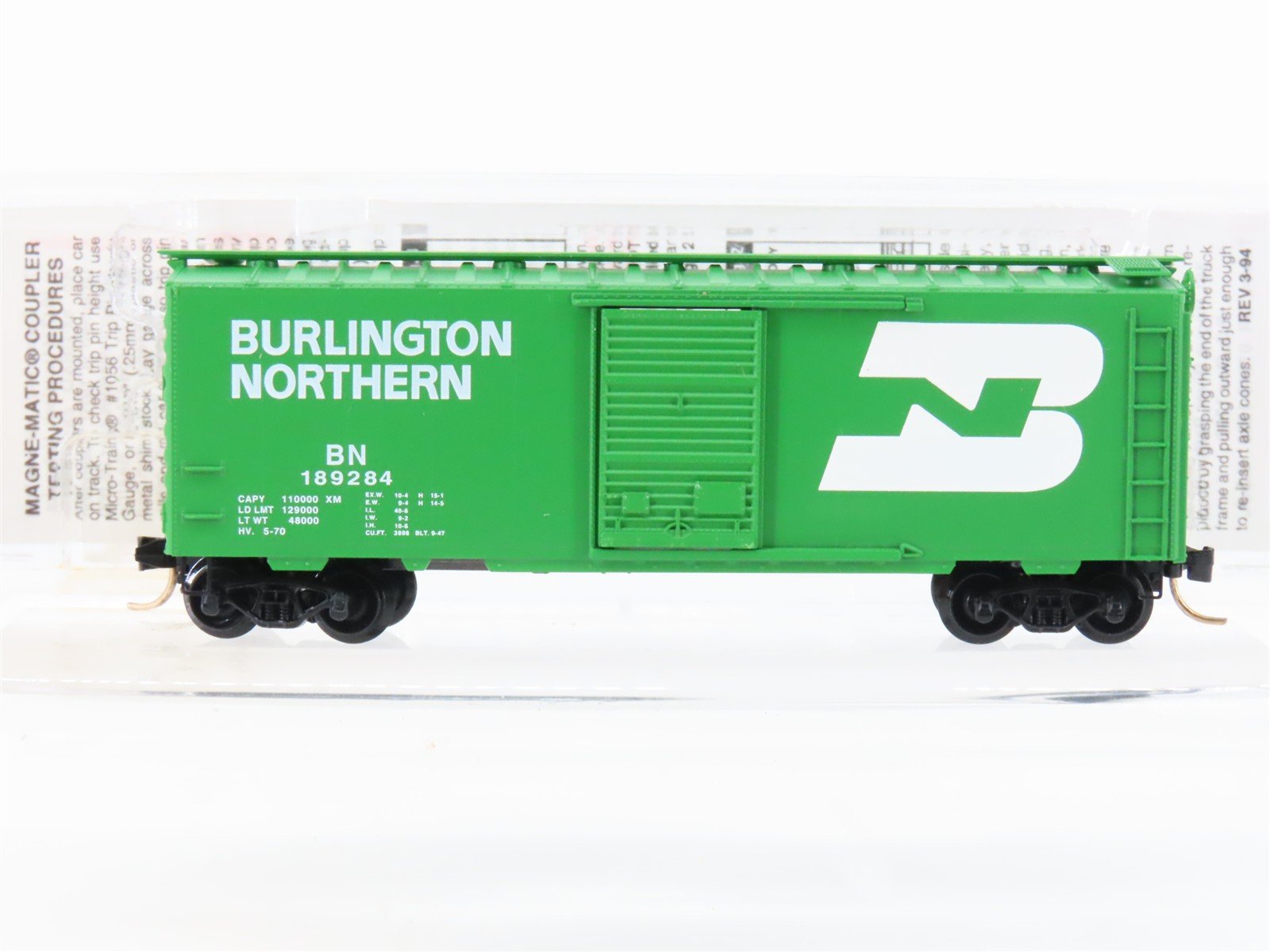 N Micro-Trains MTL 20306 BN Burlington Northern 40' Single Door Box Car #189284