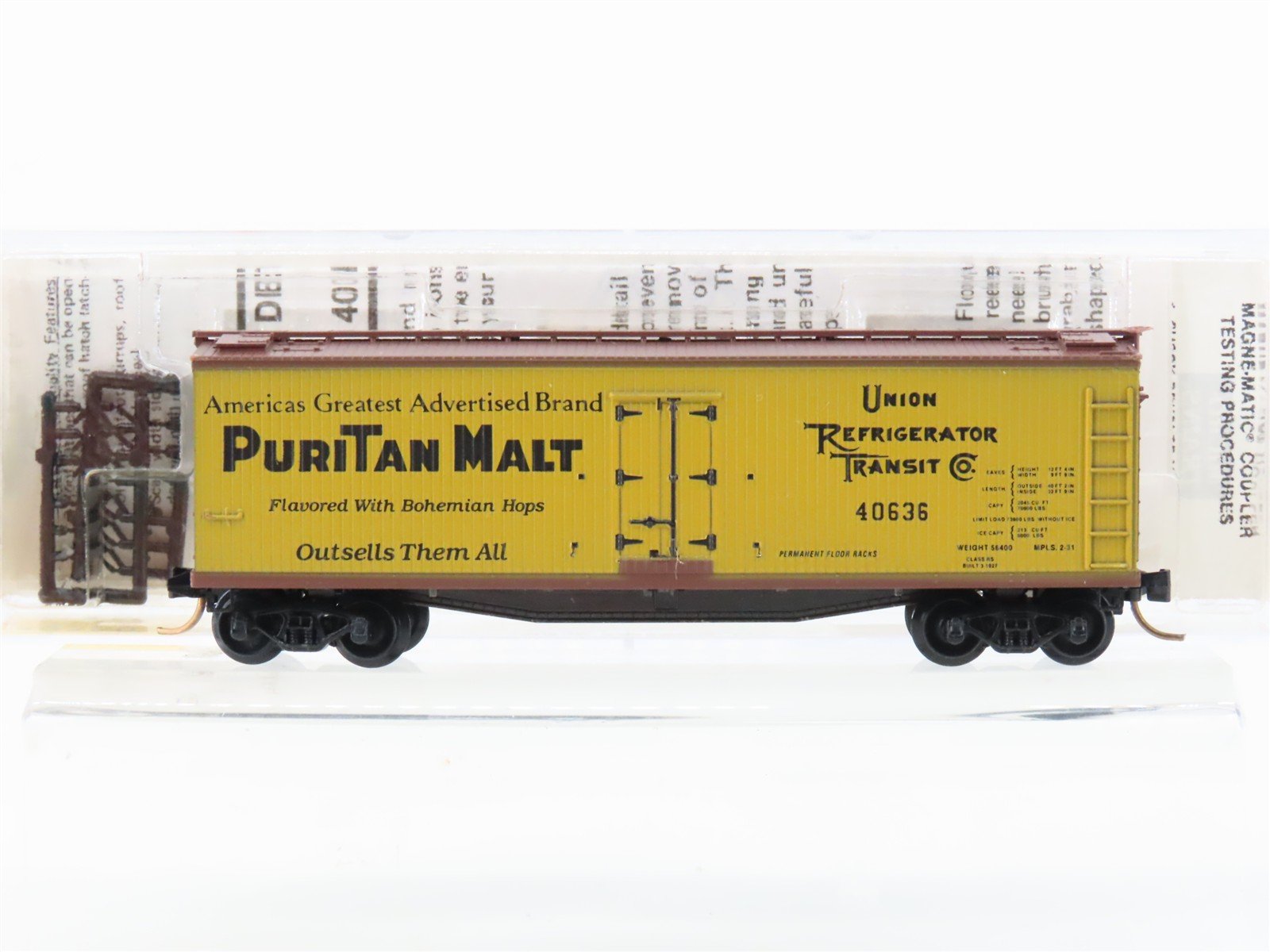 N Scale Micro-Trains MTL 49350 URTC Puritan Malt 40' Wood Reefer #40636