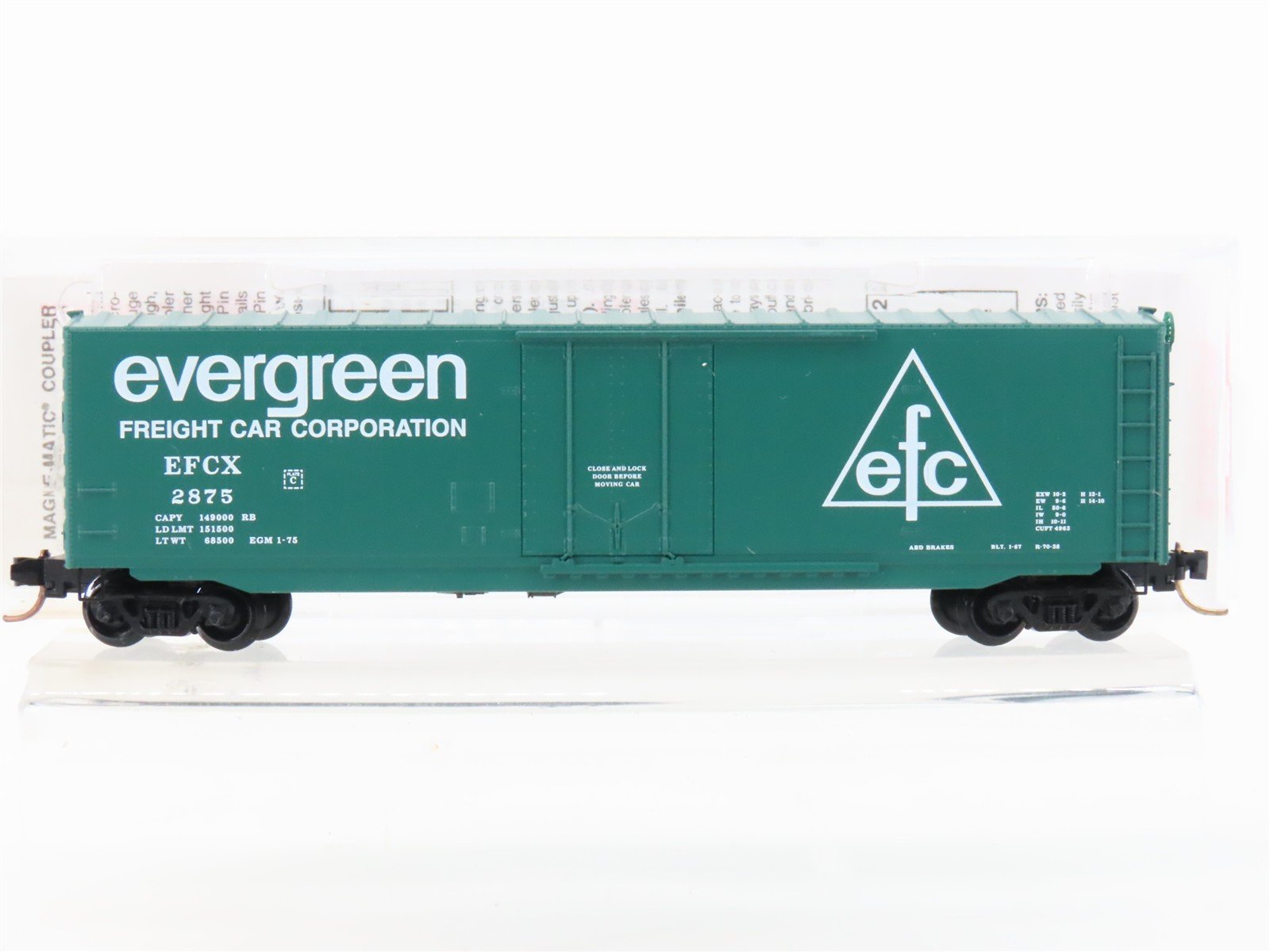 N Scale Micro-Trains MTL 38260 EFCX Evergreen 50' Plug Door Box Car #2875