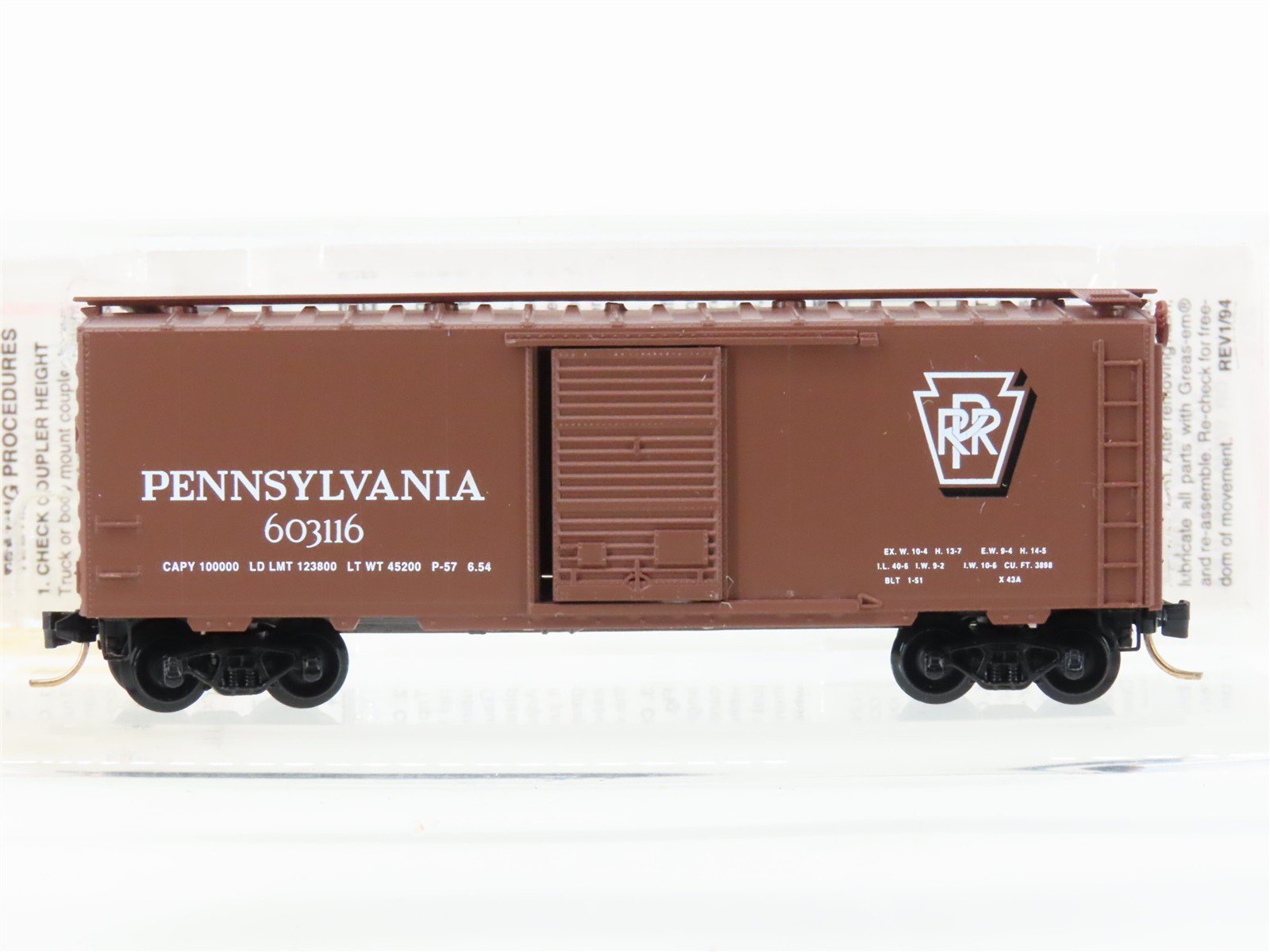 N Scale Micro-Trains MTL 20780 PRR Pennsylvania 40' Single Door Box Car #603116