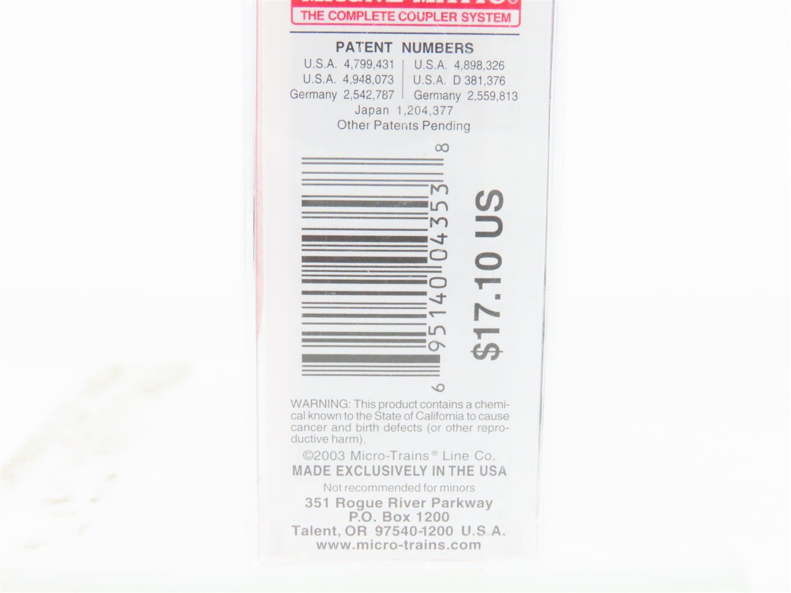 N Micro-Trains MTL 25260 BAR Bangor & Aroostook 50' Single Door Box Car #5639