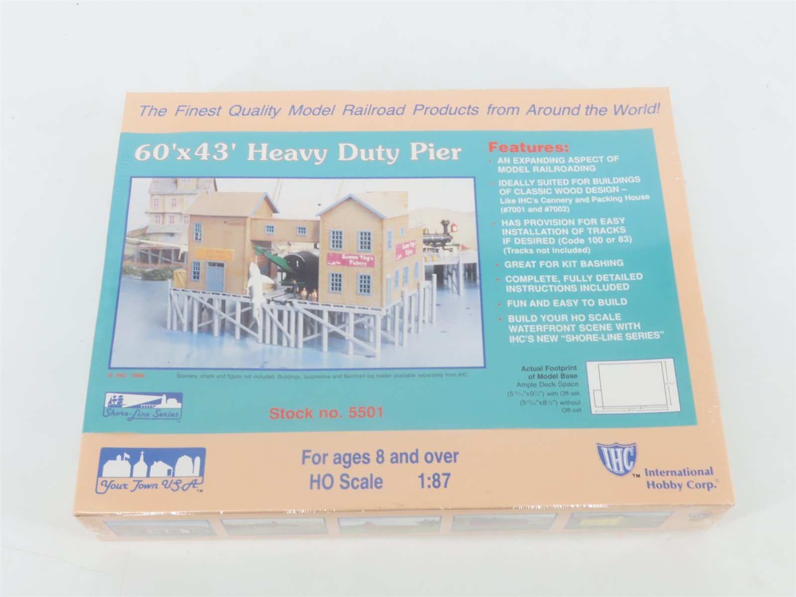 HO Scale IHC Your Town USA Shore-Line Kit 5501 60' x 43' Heavy Duty Pier -SEALED