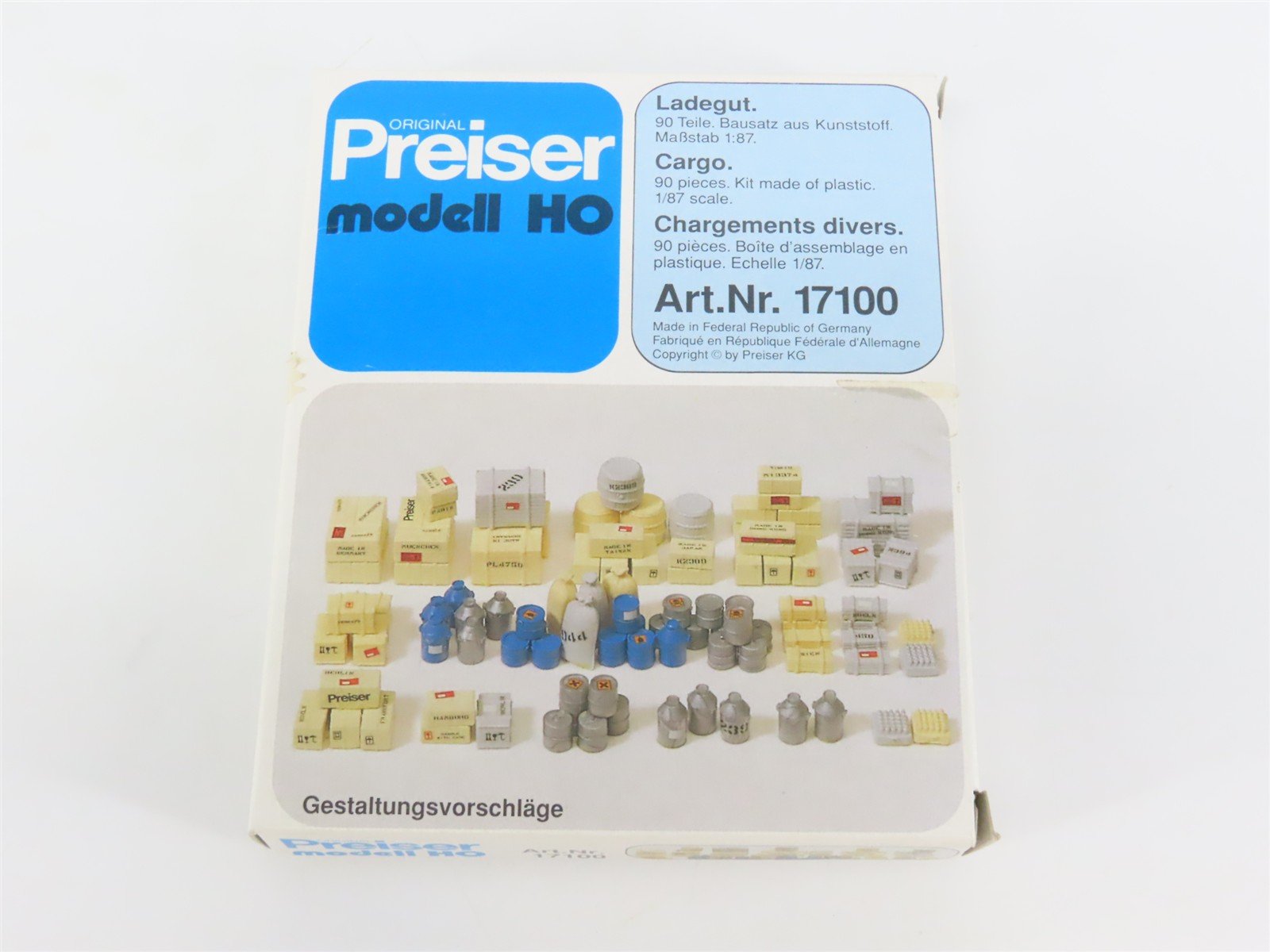 HO 1/87 Scale Preiser 17100 Cargo Scenery 90-Piece Kit