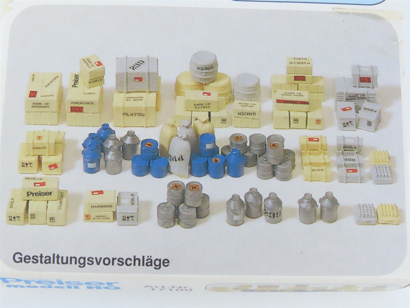HO 1/87 Scale Preiser 17100 Cargo Scenery 90-Piece Kit
