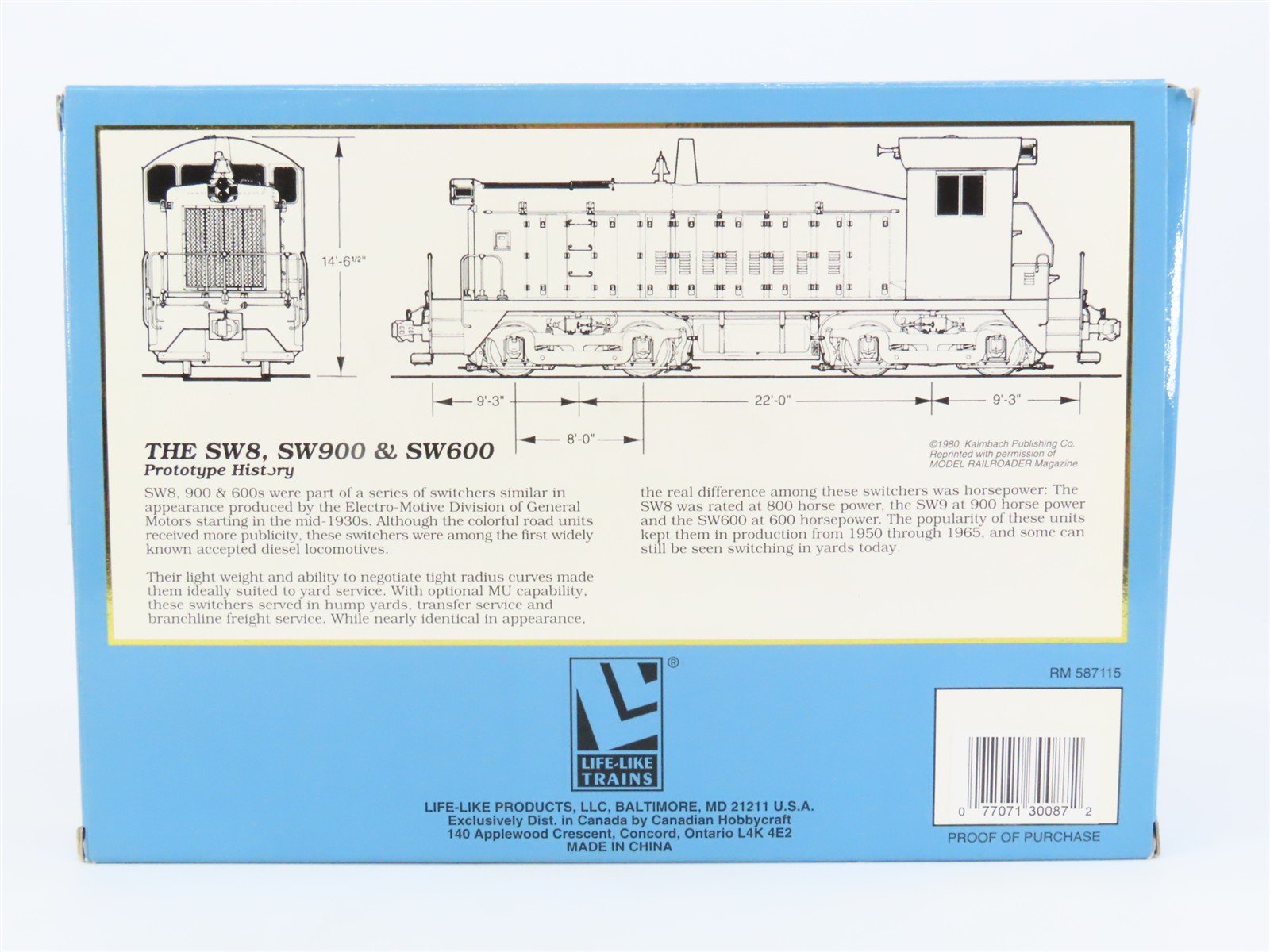 HO Scale Proto 2000 30087 B&O Chessie System EMD SW8 Diesel Switcher #9412