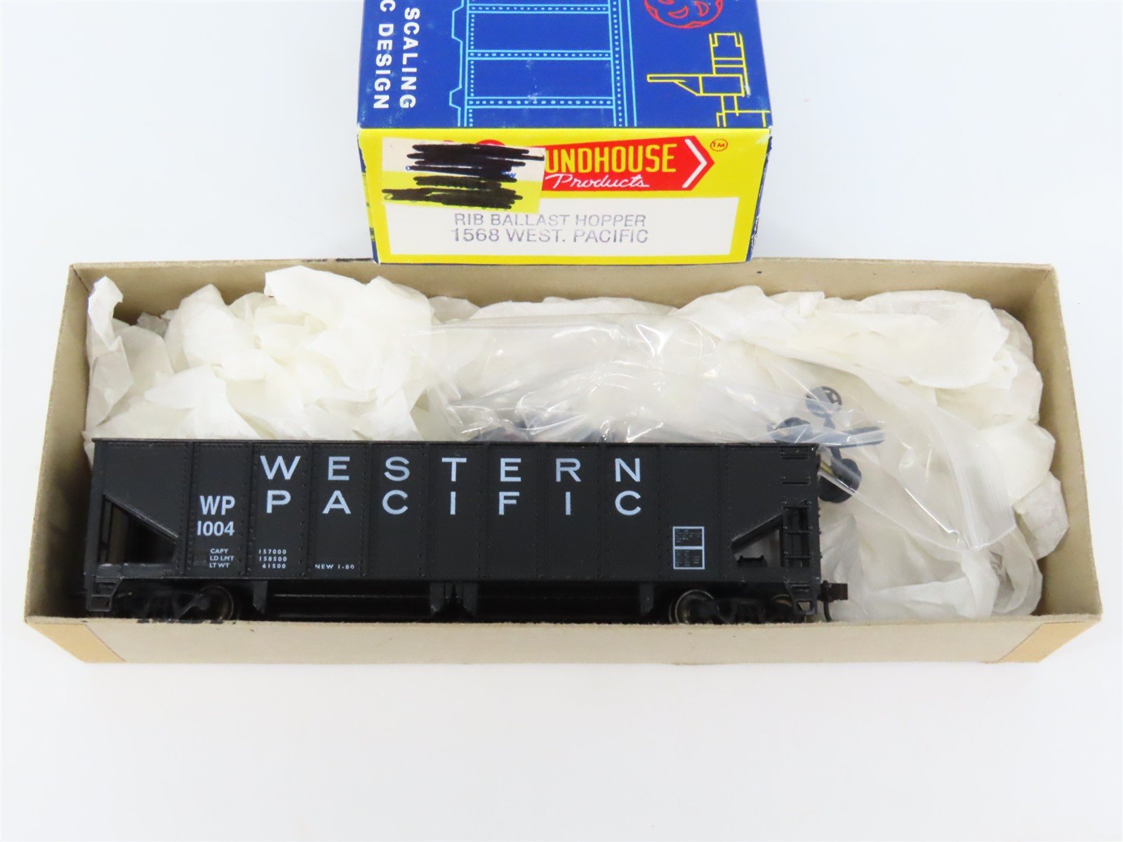 HO Scale Roundhouse 1568 WP Western Pacific 2-Bay Ballast Hopper #1004 -Upgraded