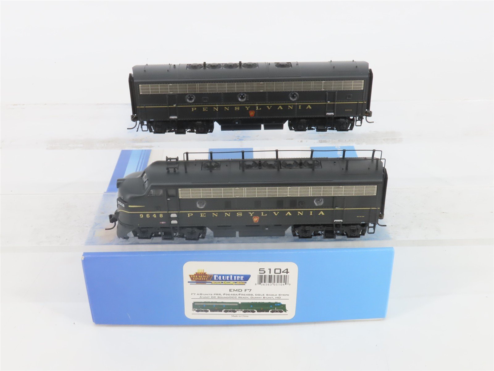 HO Broadway Limited BLI BlueLine 5104 PRR EMD F7A/B Diesel Set w/ DCC & Sound