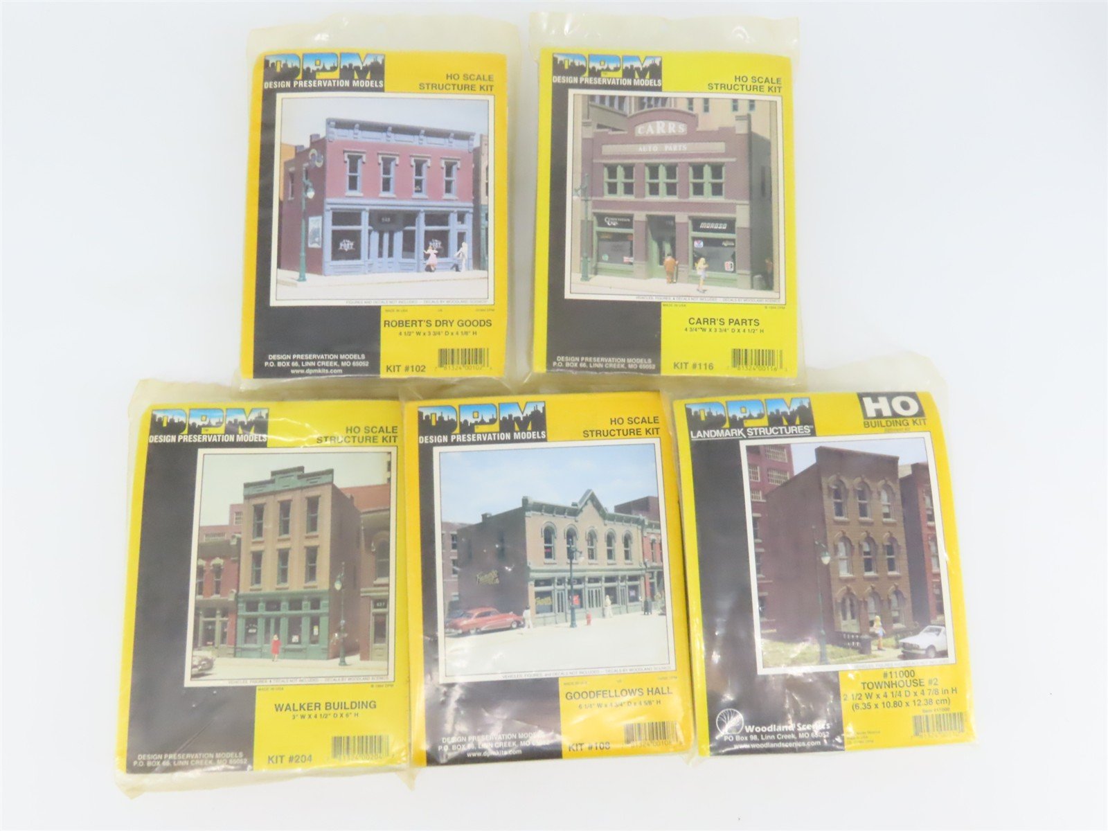 LOT of 5 HO 1/87 Scale DPM City Building Kits - Townhouse, Shops & More