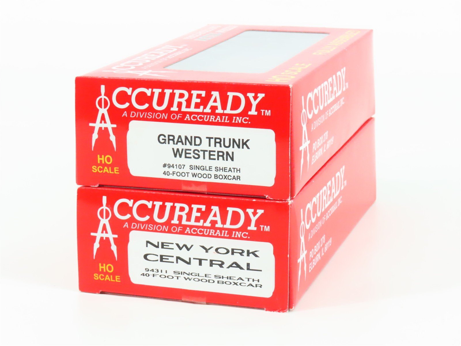LOT of 2 HO Scale Accurail Accuready NYC/GTW 40' Wood Box Cars - Sealed