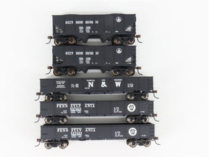 LOT of 5 HO Scale Bachmann Silver Series B&O/PRR/N&W 2-Bay Hoppers & Gondolas