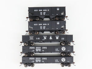 LOT of 5 HO Scale Bachmann Silver Series B&O/PRR/N&W 2-Bay Hoppers & Gondolas