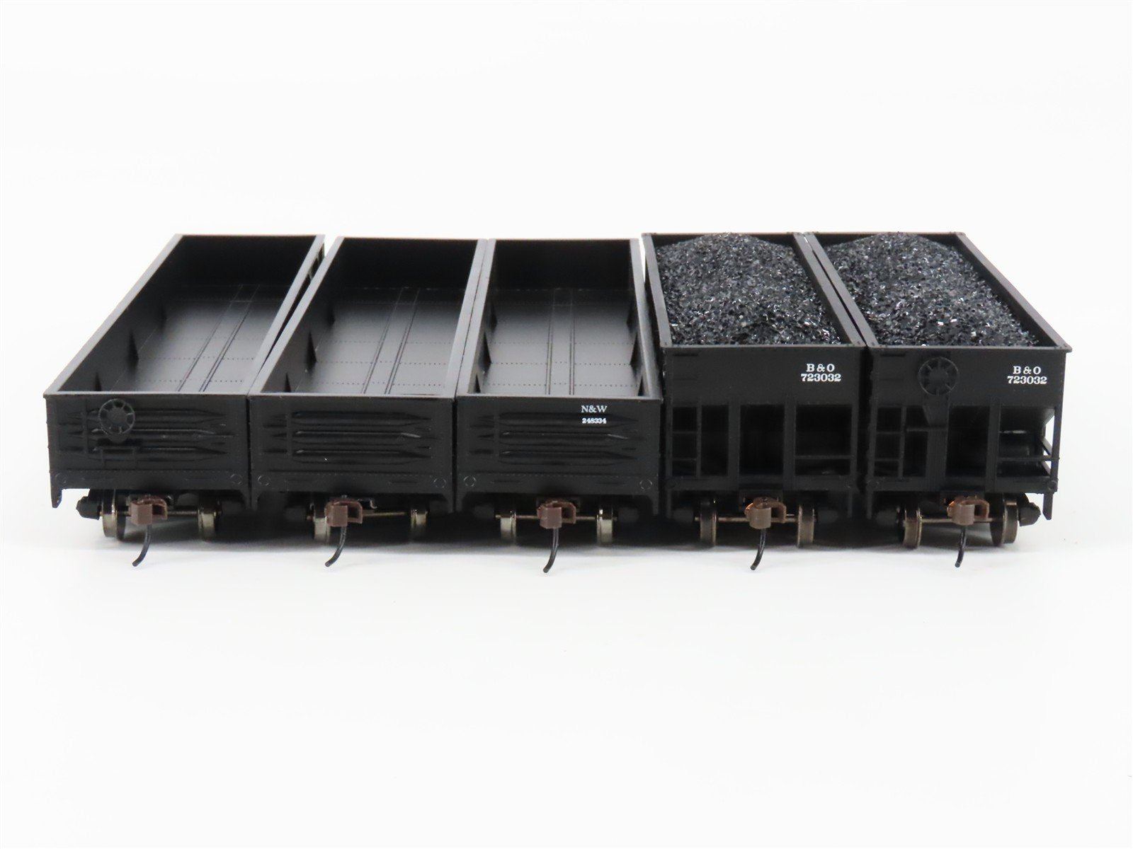 LOT of 5 HO Scale Bachmann Silver Series B&O/PRR/N&W 2-Bay Hoppers & Gondolas