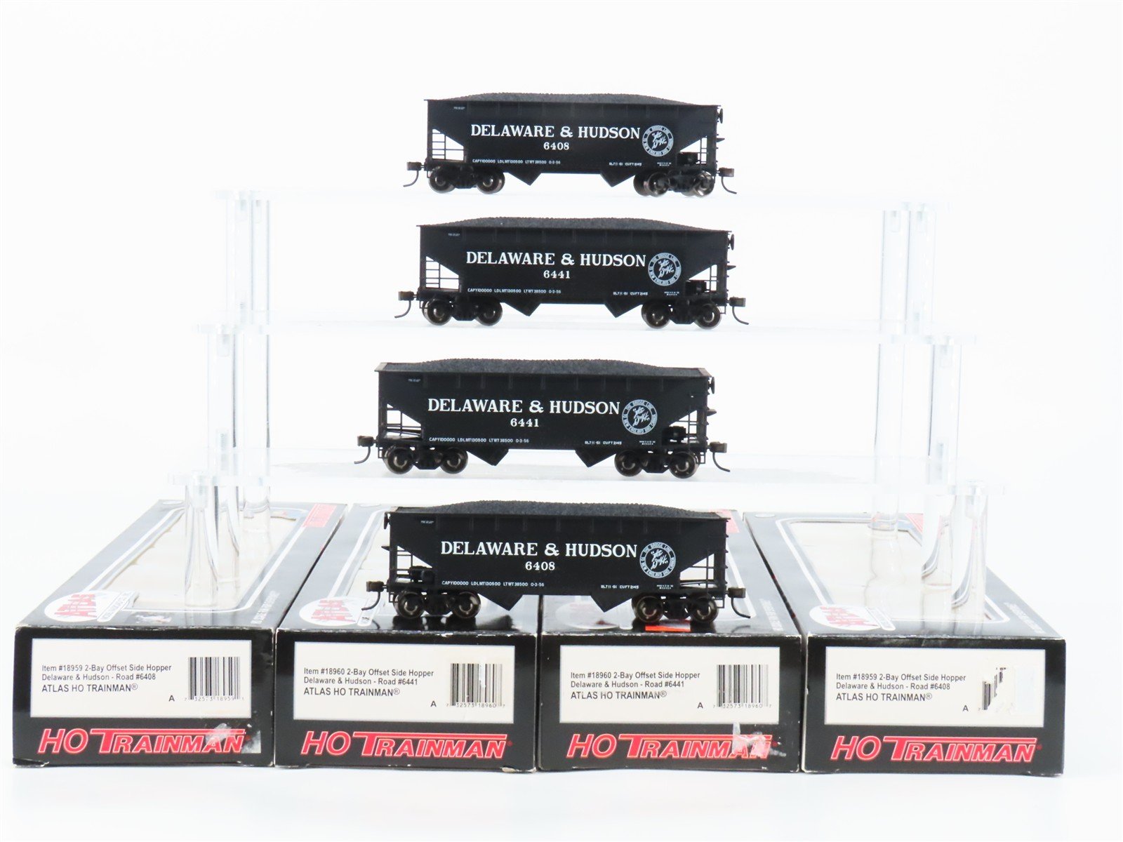 LOT of 4 HO Scale Atlas Trainman D&H Delaware & Hudson 2-Bay Open Hoppers