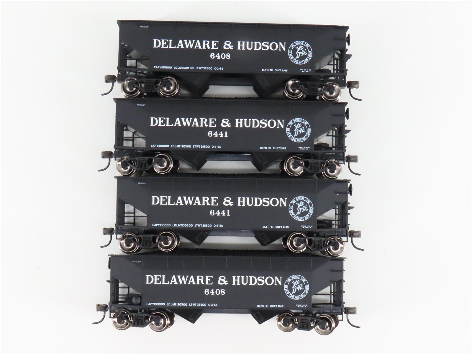 LOT of 4 HO Scale Atlas Trainman D&H Delaware & Hudson 2-Bay Open Hoppers