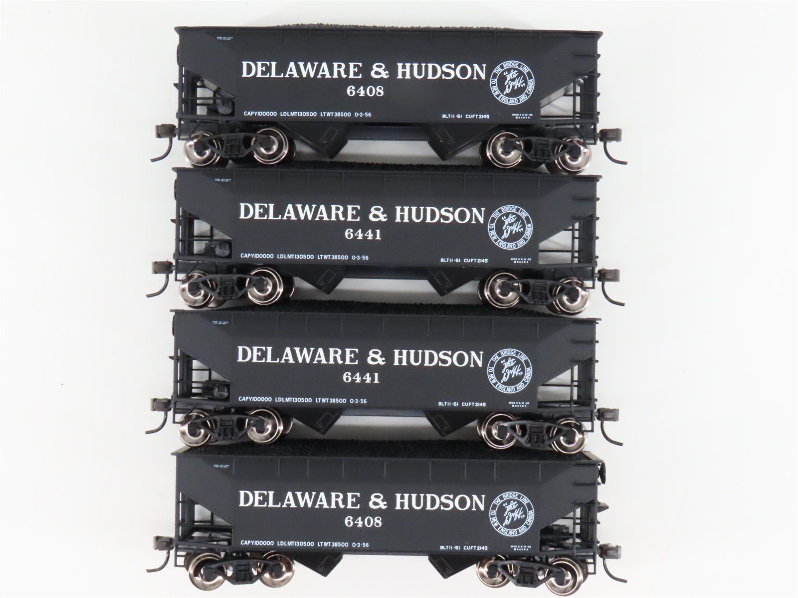 LOT of 4 HO Scale Atlas Trainman D&H Delaware & Hudson 2-Bay Open Hoppers