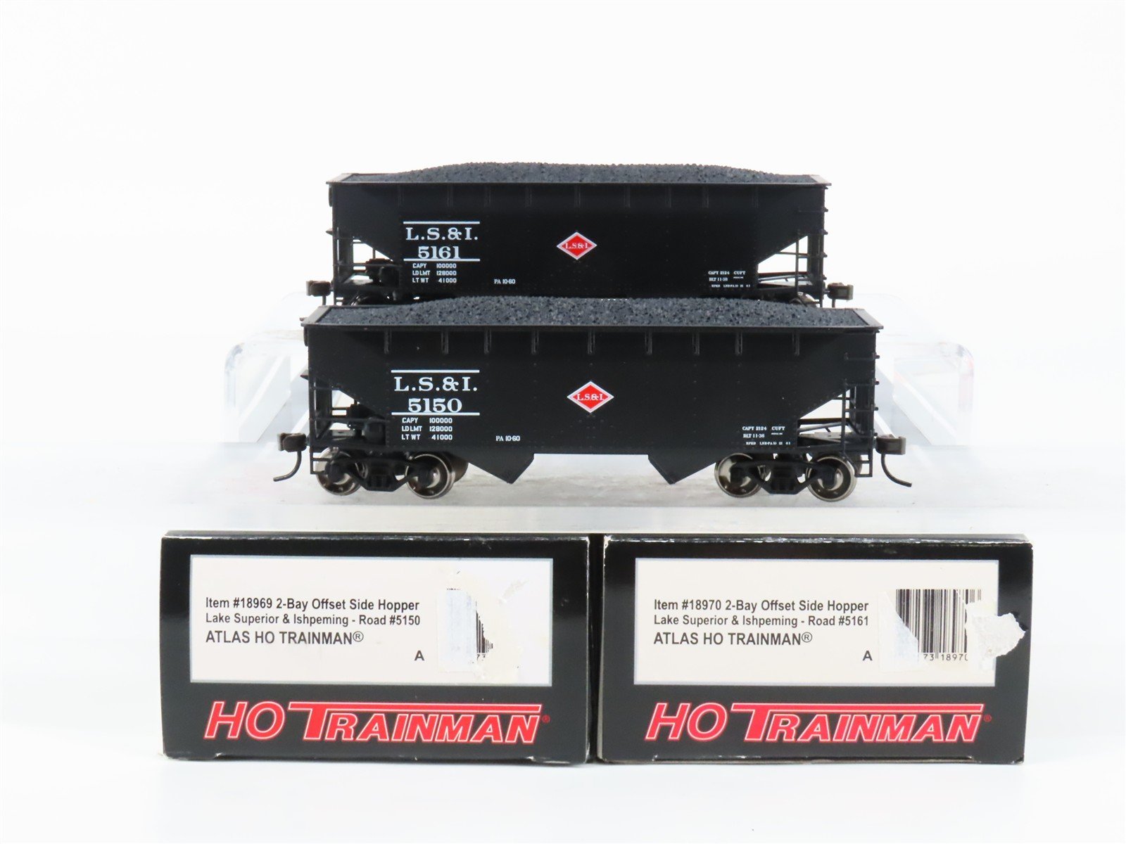 LOT of 2 HO Scale Atlas Trainman LS&I Lake Superior & Ishpeming 2-Bay Hoppers