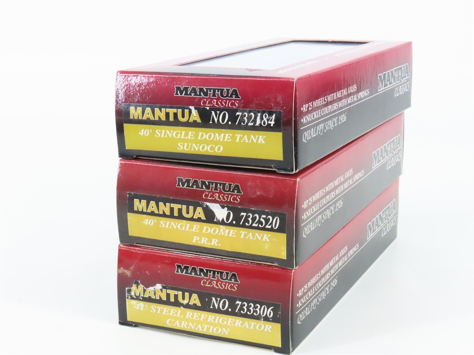 LOT of 3 HO Scale Mantua PRR/URTC/NATX Steel Reefer & Single Dome Tank Cars