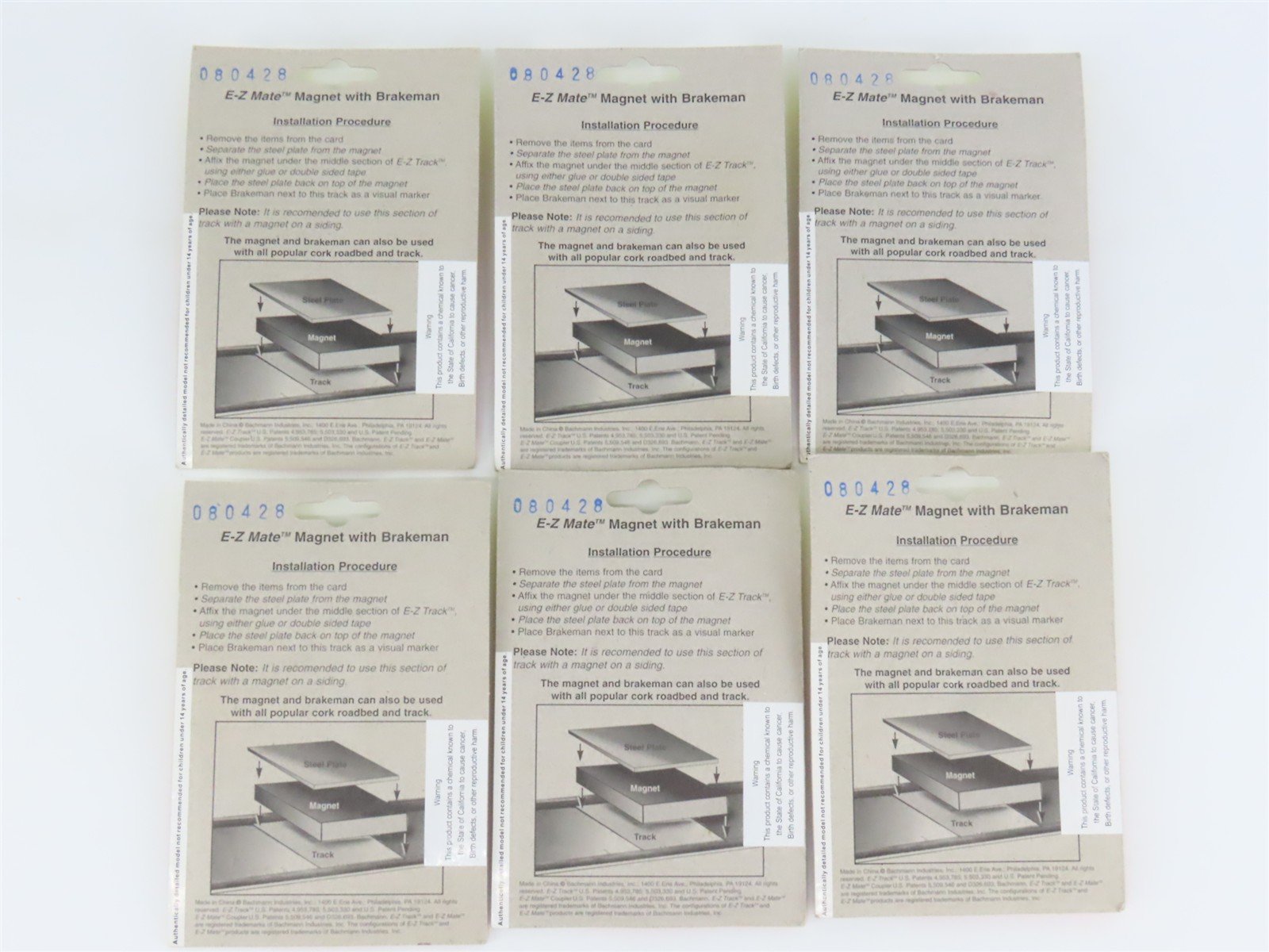 LOT of 6 HO Scale Bachmann 78999 E-Z Mate Uncoupler Magnets w/ Brakeman Figures