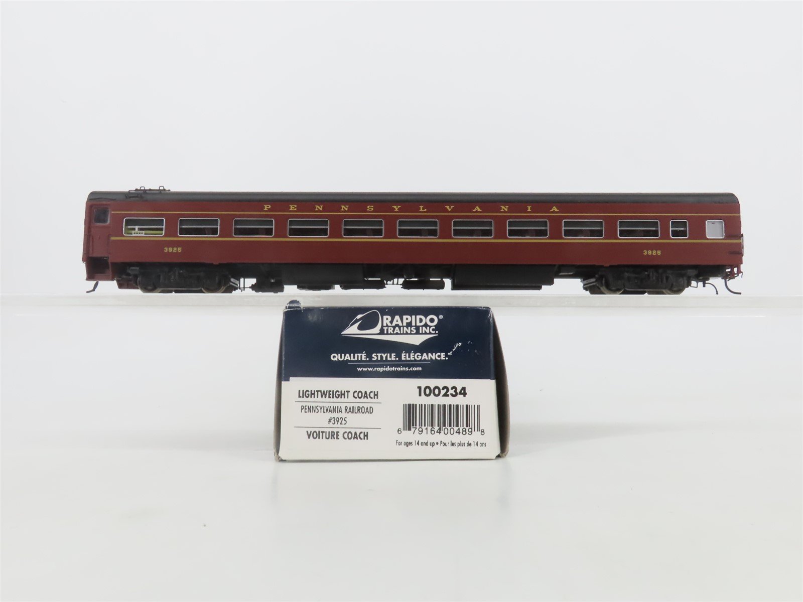 HO Scale Rapido 100234 PRR Pennsylvania Lightweight Coach Passenger Car #3925