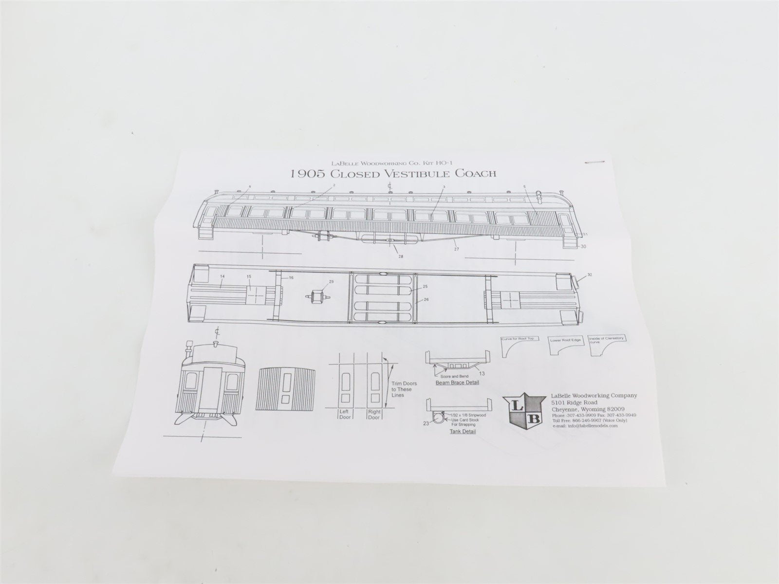 HO Scale LaBelle Kit #HO-1 Undecorated 60' 1905 Closed Vestibule Coach Passenger