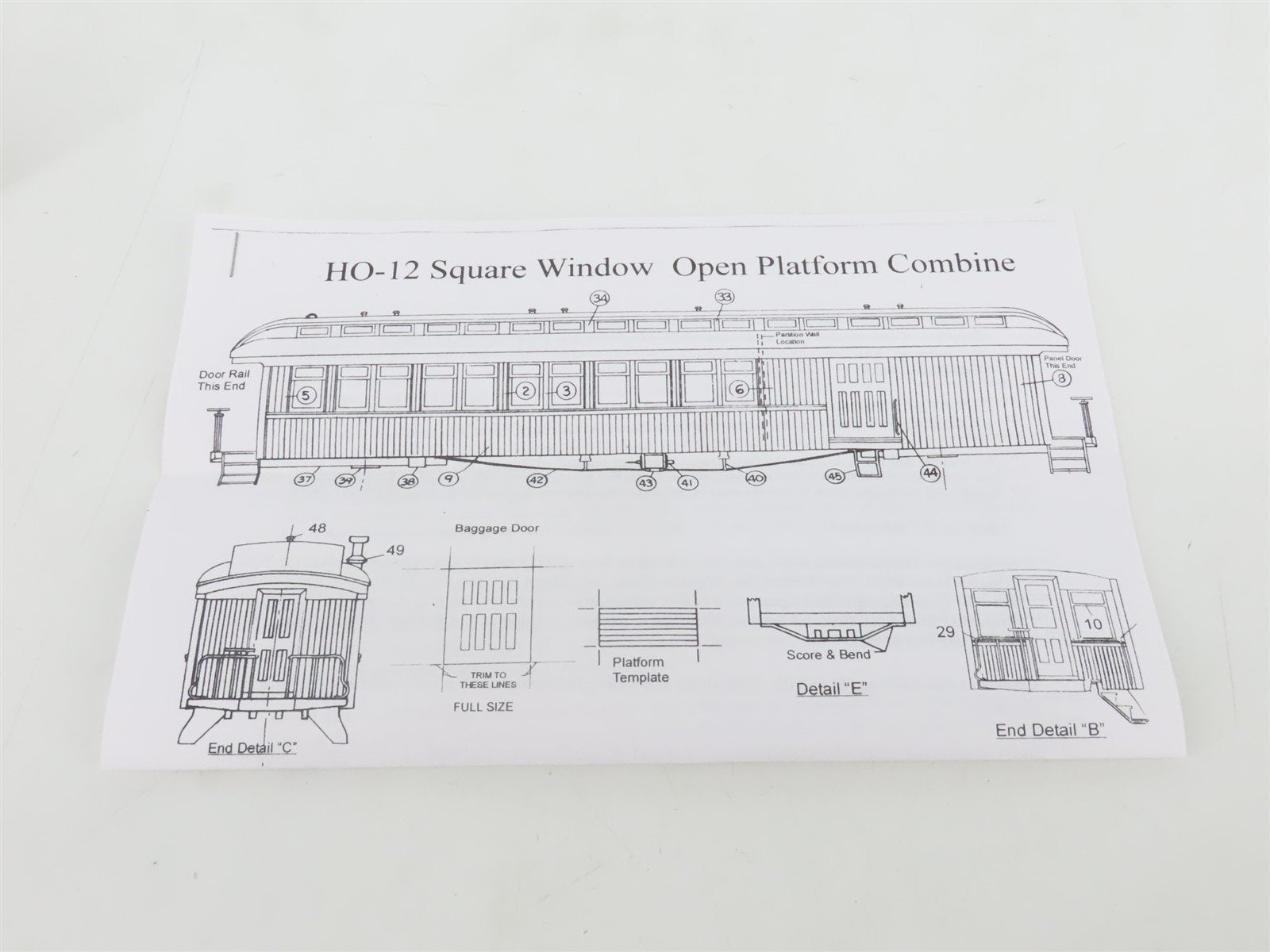 HO Scale LaBelle Kit #HO-12 Undecorated 50' Open Platform Combine Passenger