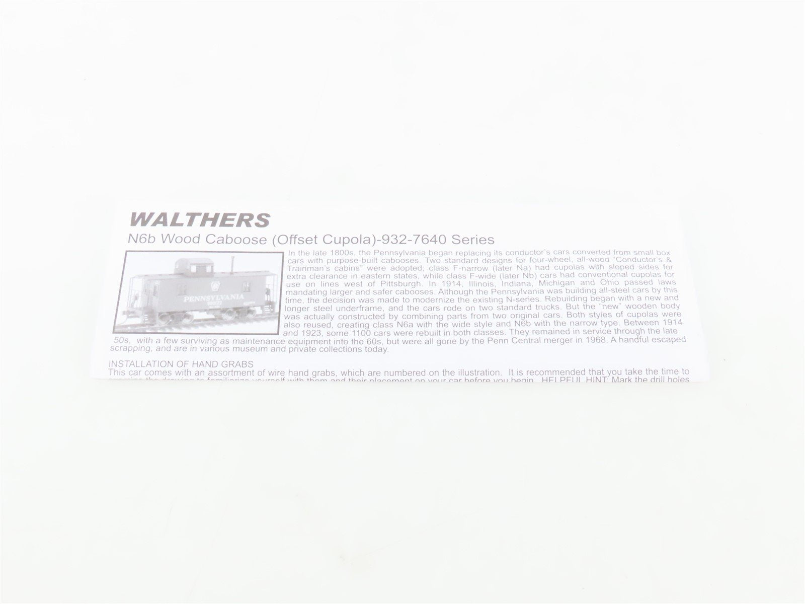 HO Walthers Platinum 932-7643 PRR Pennsylvania N6B Offset Cupola Caboose #981793